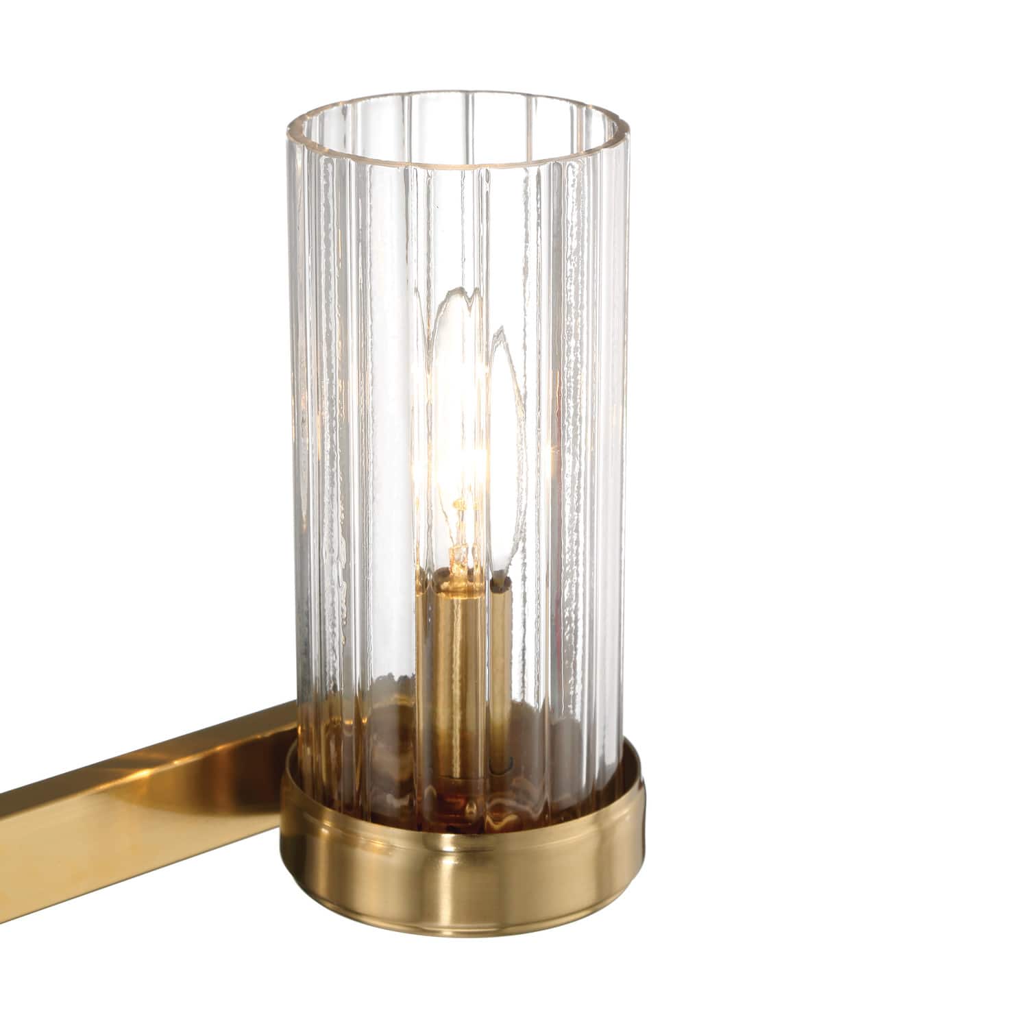 Hello Honey® Izzy Brushed Gold Metal & Clear Ribbed Glass 3-Light Vanity Light