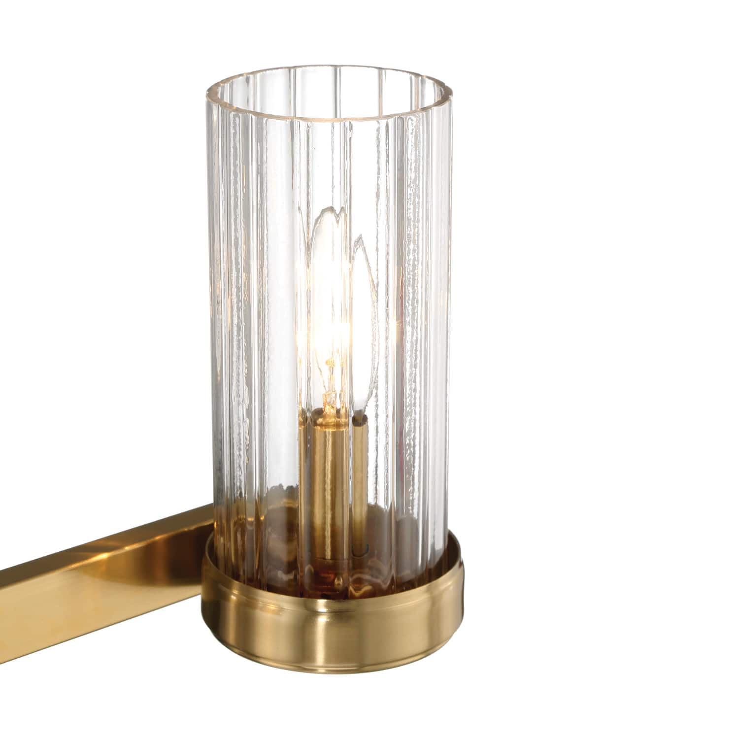 Izzy Brushed Gold Metal &#x26; Clear Ribbed Glass 3-Light Vanity Light