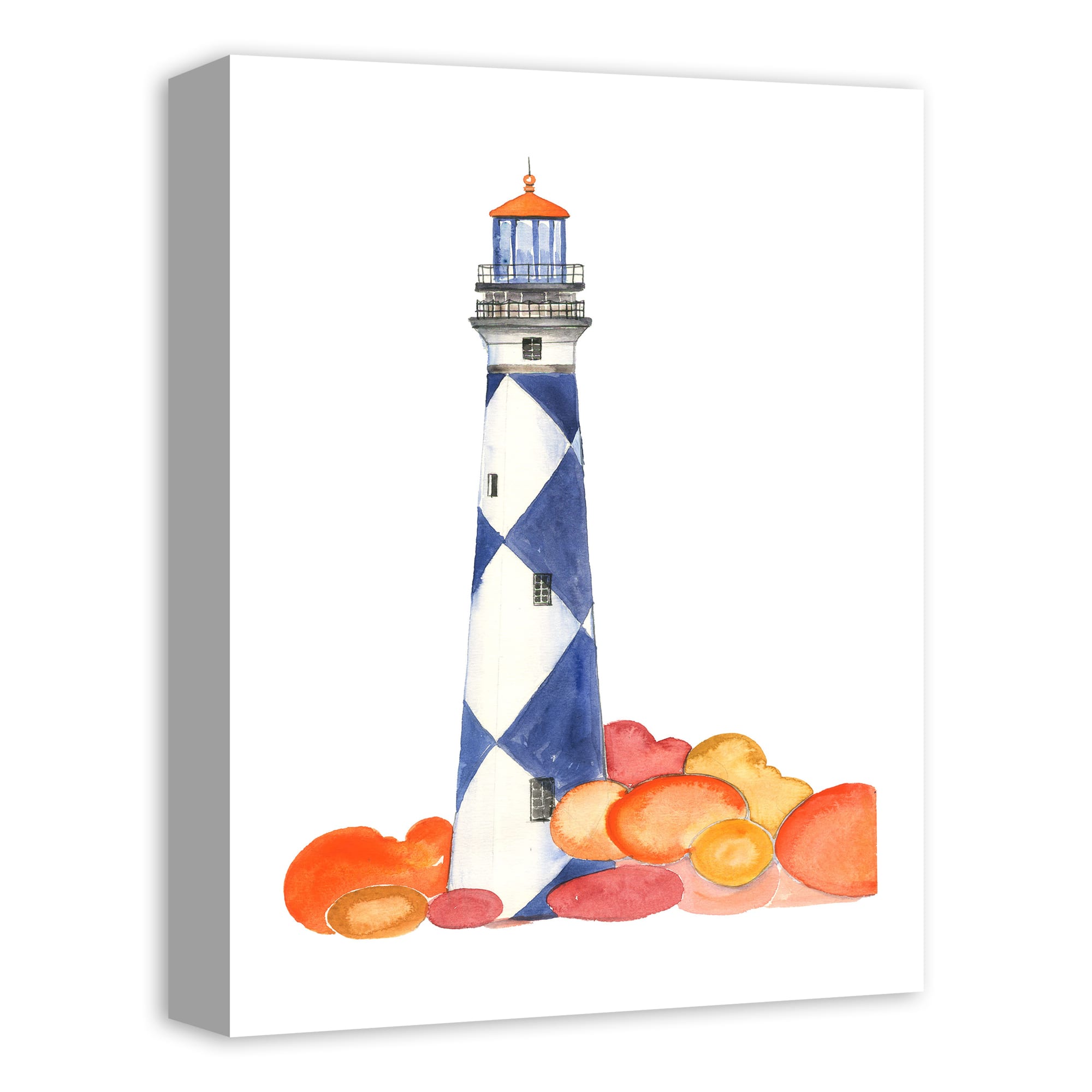 Checkered Lighthouse 12&#x22; x 16&#x22; Canvas Wall Art