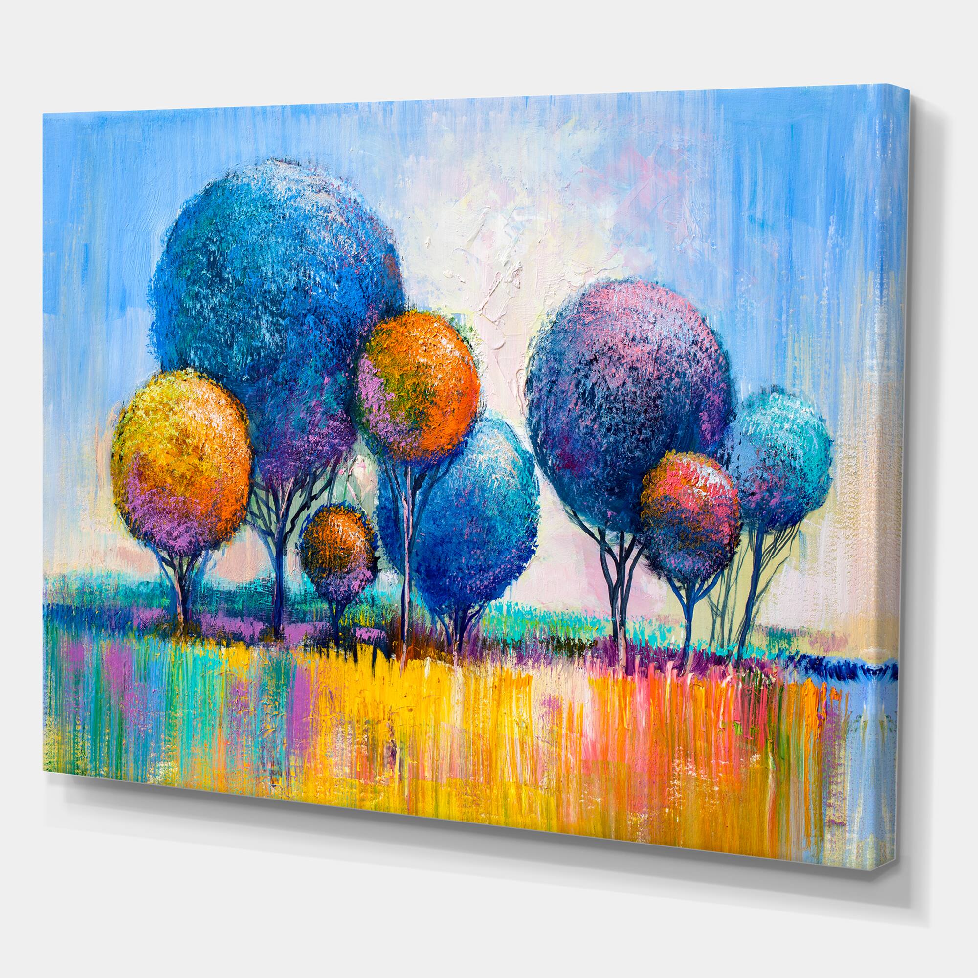 Designart - Autumn Fantasy Trees IV - Modern Canvas Wall Art Print