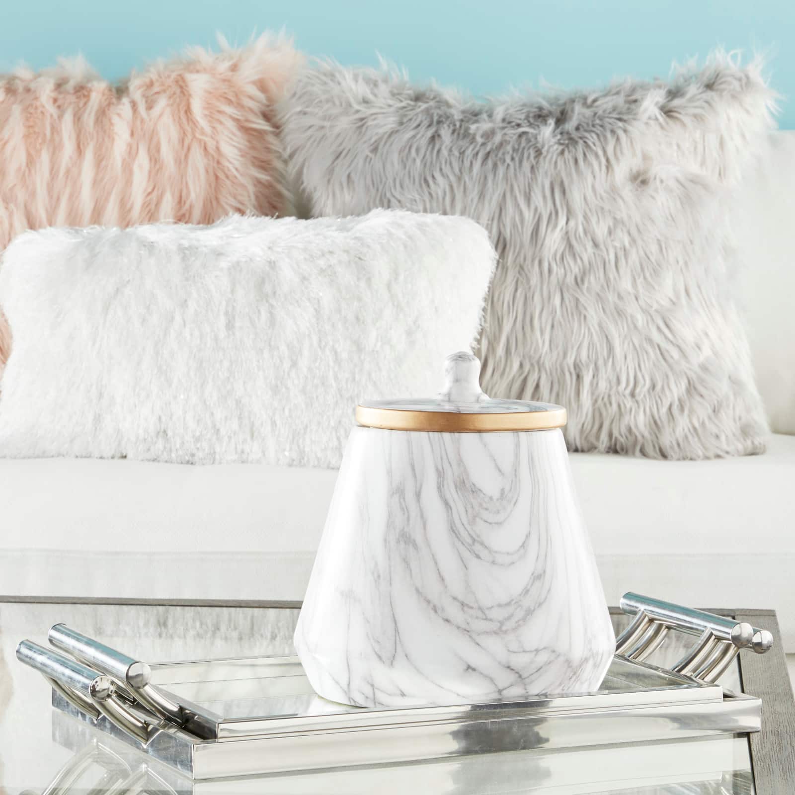 10" White Stoneware Contemporary Decorative Jar