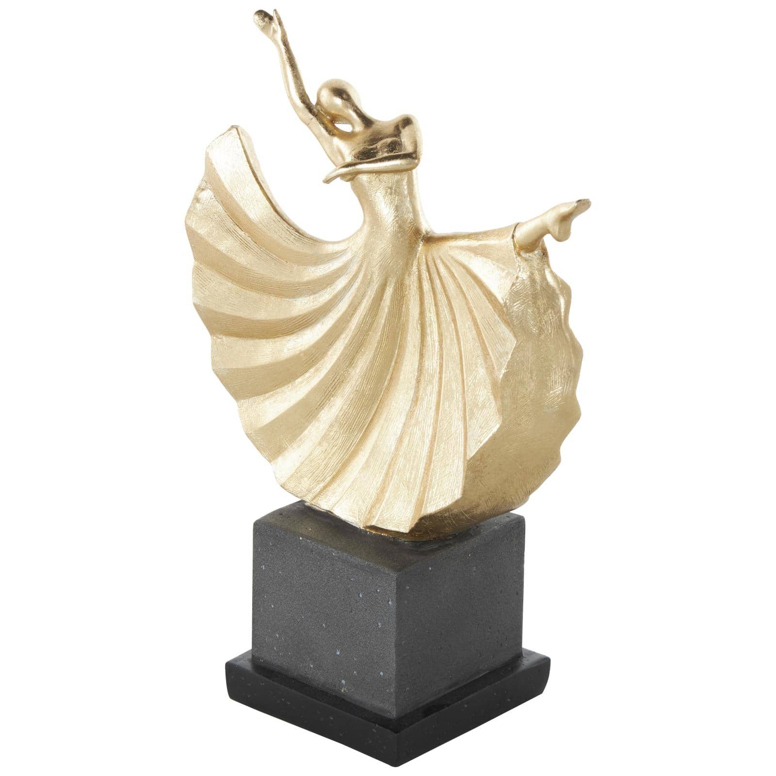 12" Gold Dancer Sculpture with Black Square Base