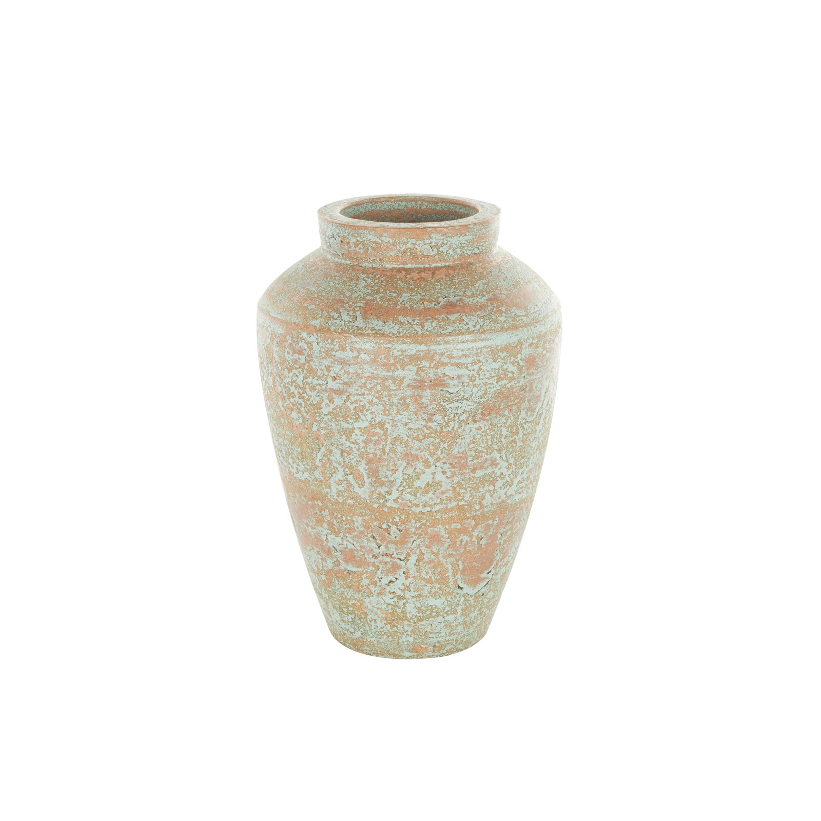 Brown Ceramic Antique Style Textured Patina Vase