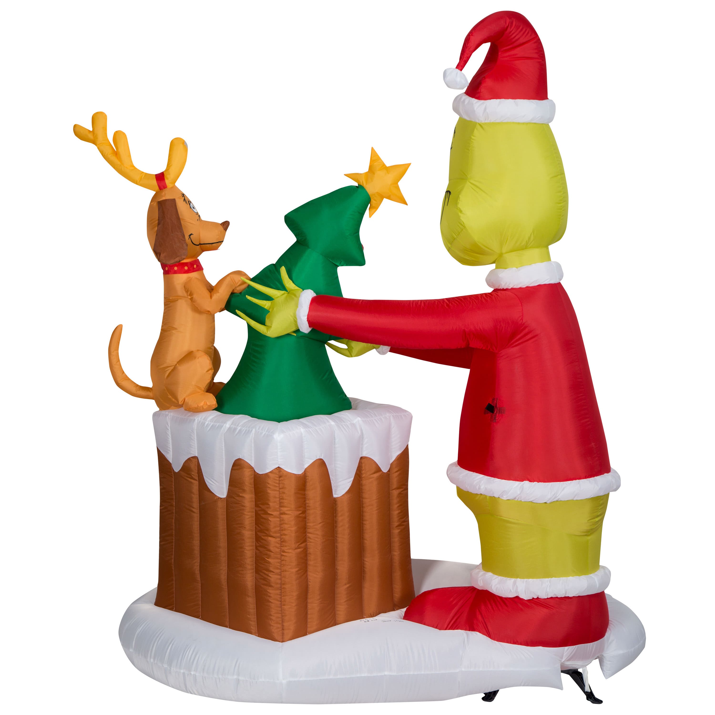 6.5ft. Animated Airblown&#xAE; Inflatable Christmas Grinch Pulling Tree from Chimney