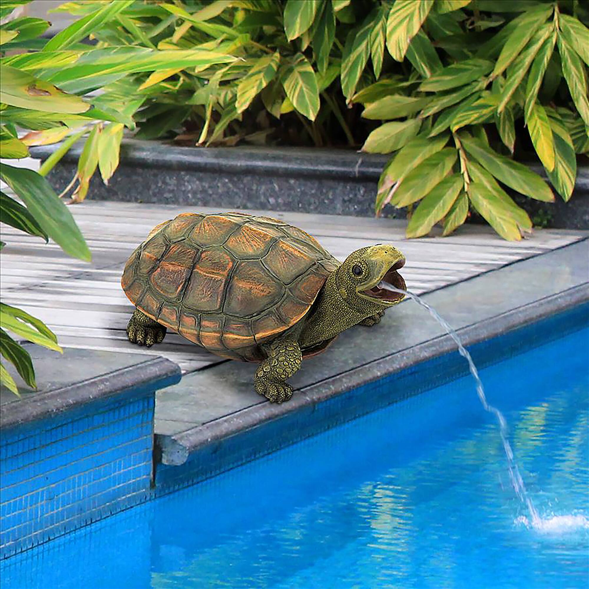Design Toscano 9.5&#x22; Sprinkle the Turtle Piped Spitter Statue