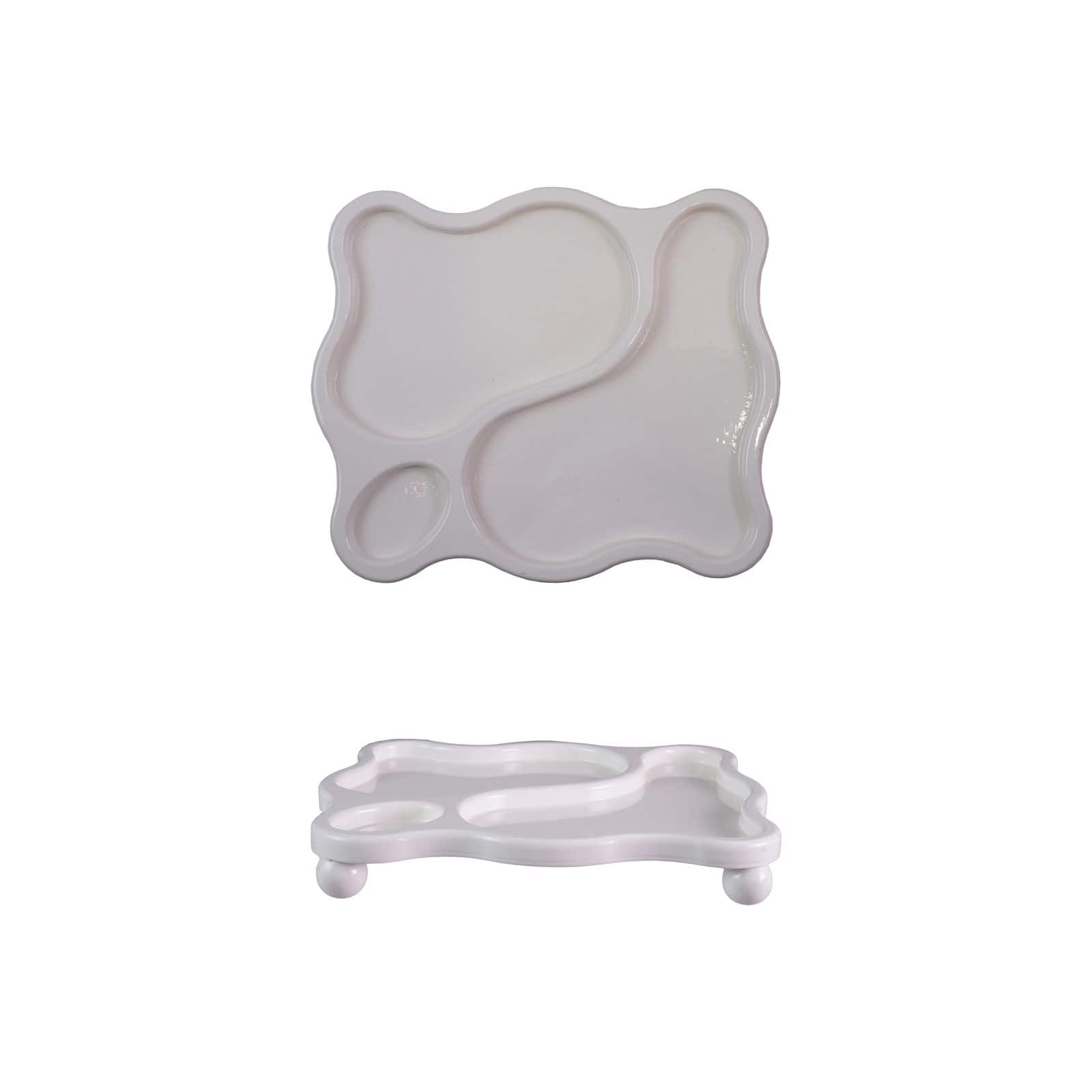 Hello Honey® White Decorative Footed Wood Tray with 3 Sections