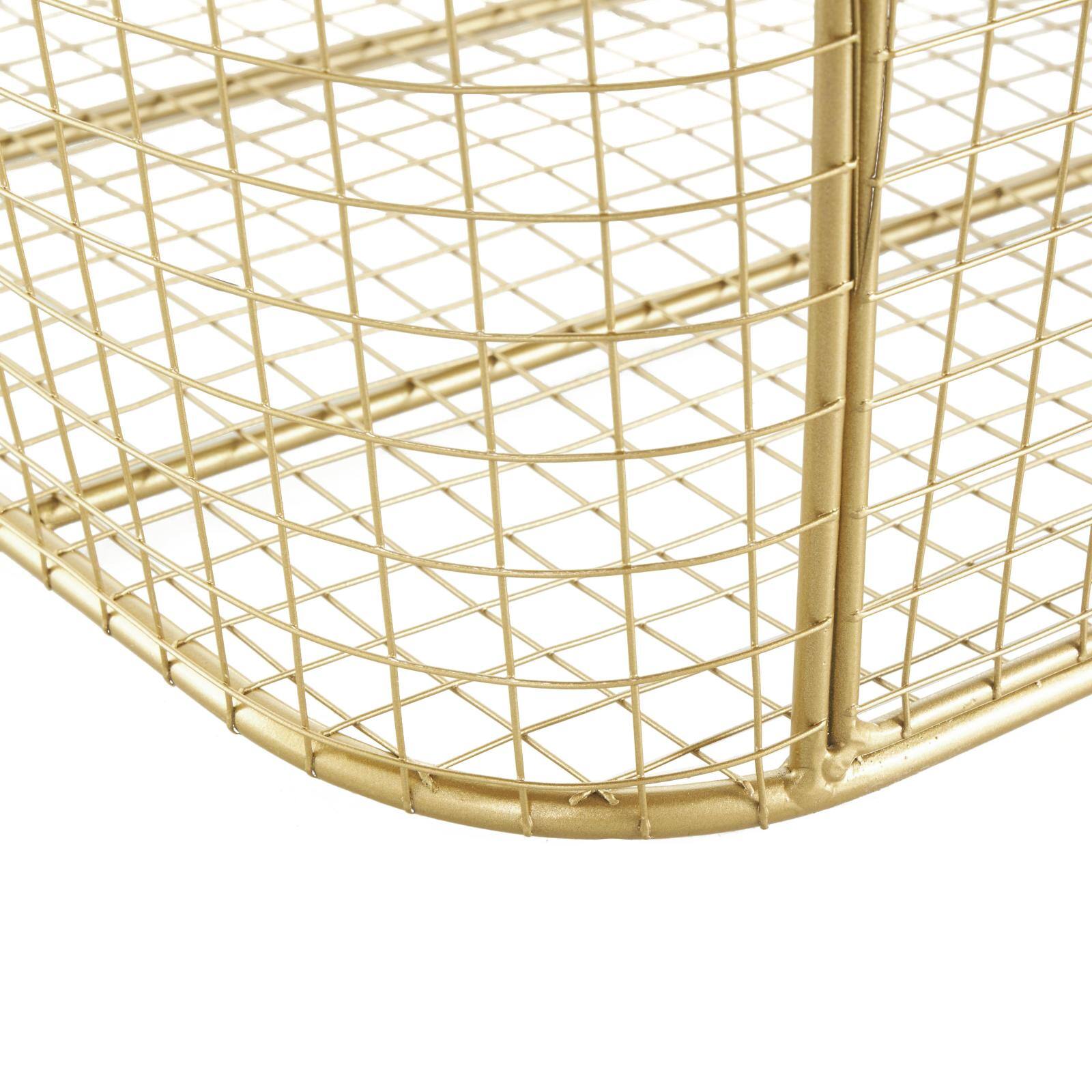 20&#x22; Gold Metal Storage Basket with Curved Sides &#x26; Ring Handles