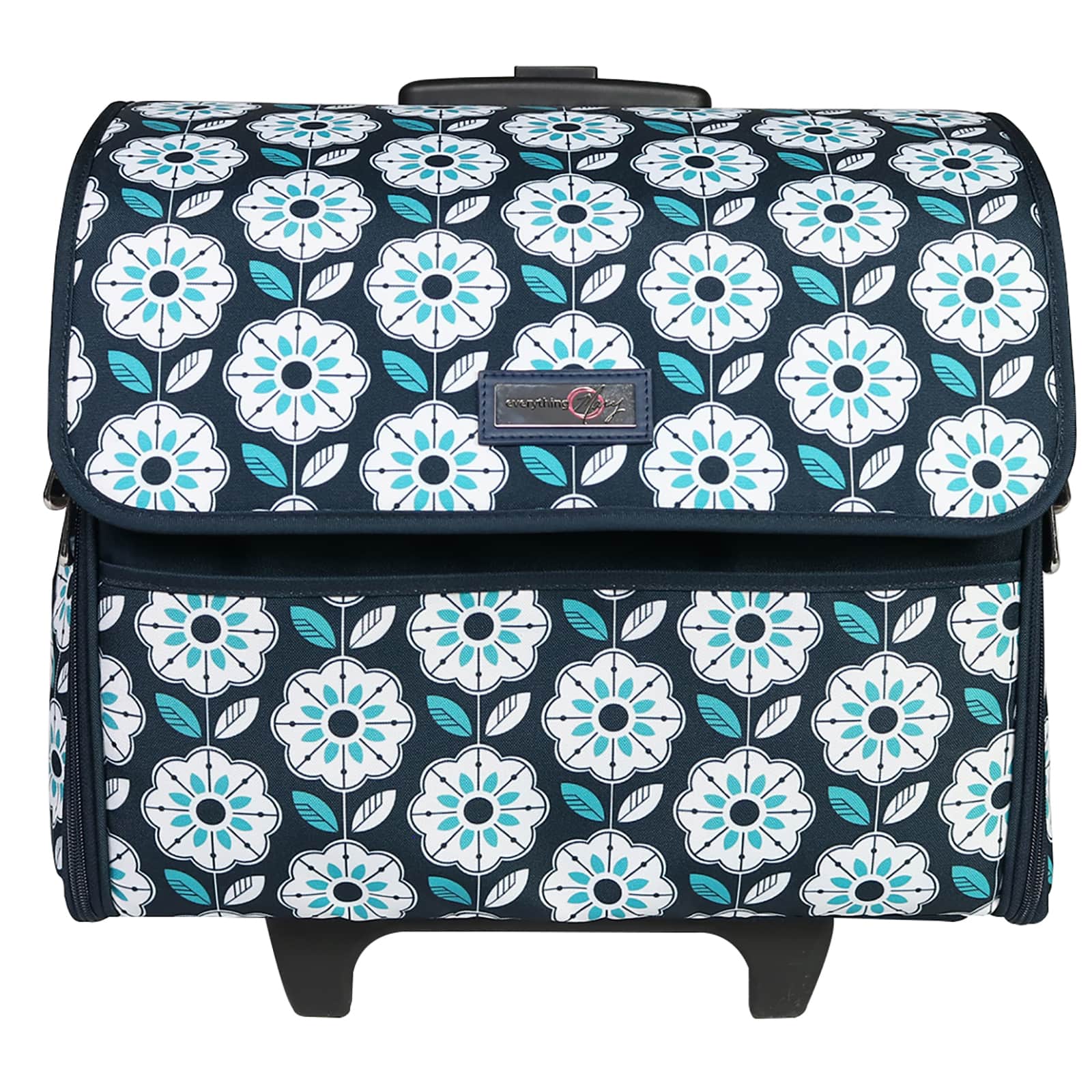 Sewing Machine Rolling Tote Blue Floral - 812259037177