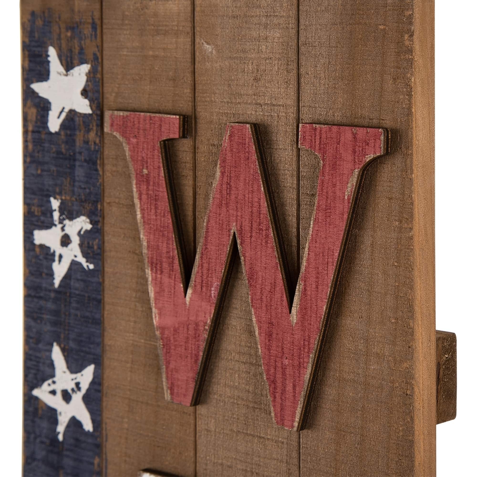 Glitzhome&#xAE; 42&#x22; Wood Welcome Stars Porch Sign