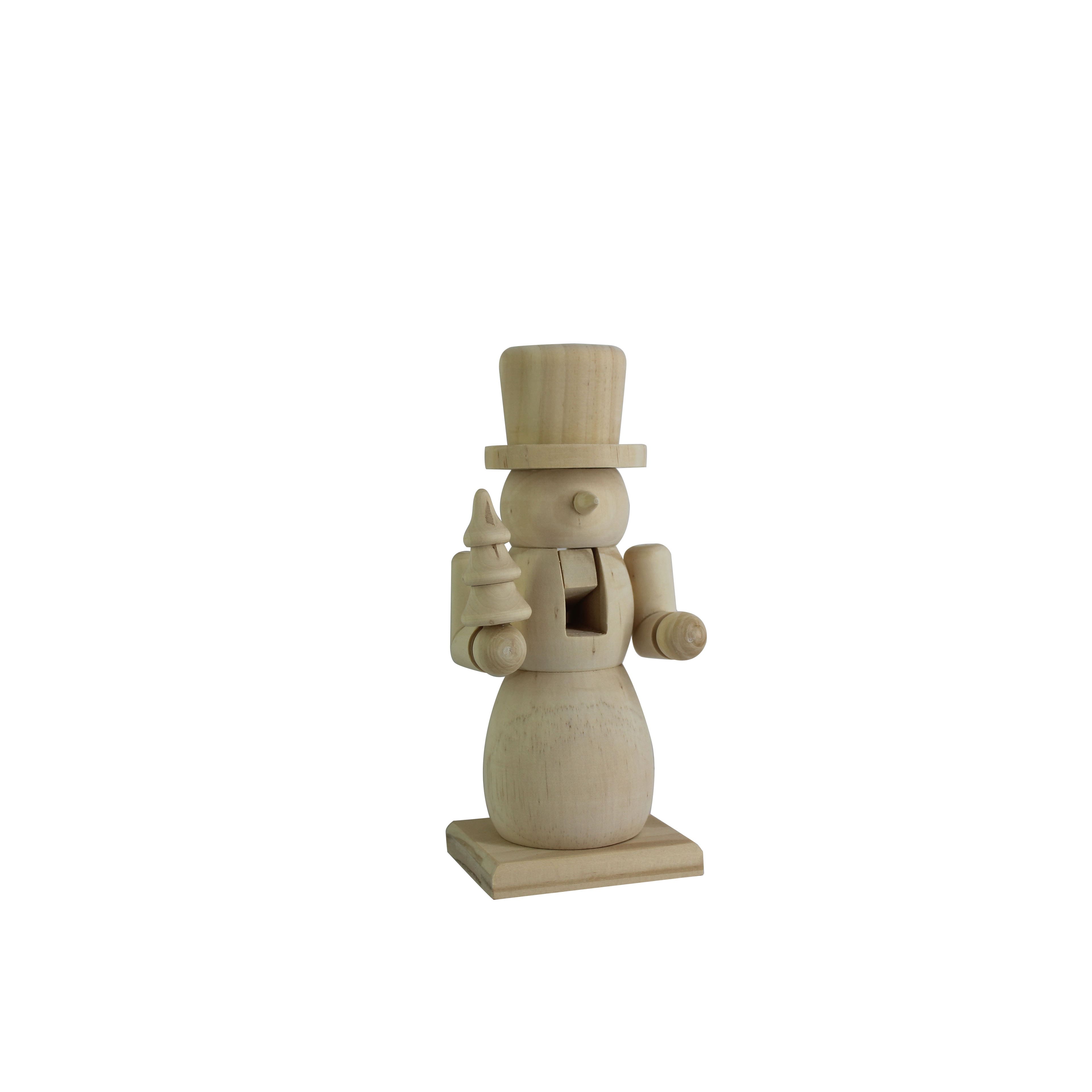 7&#x22; Snowman with Tree DIY Pinewood Nutcracker by Make Market&#xAE;