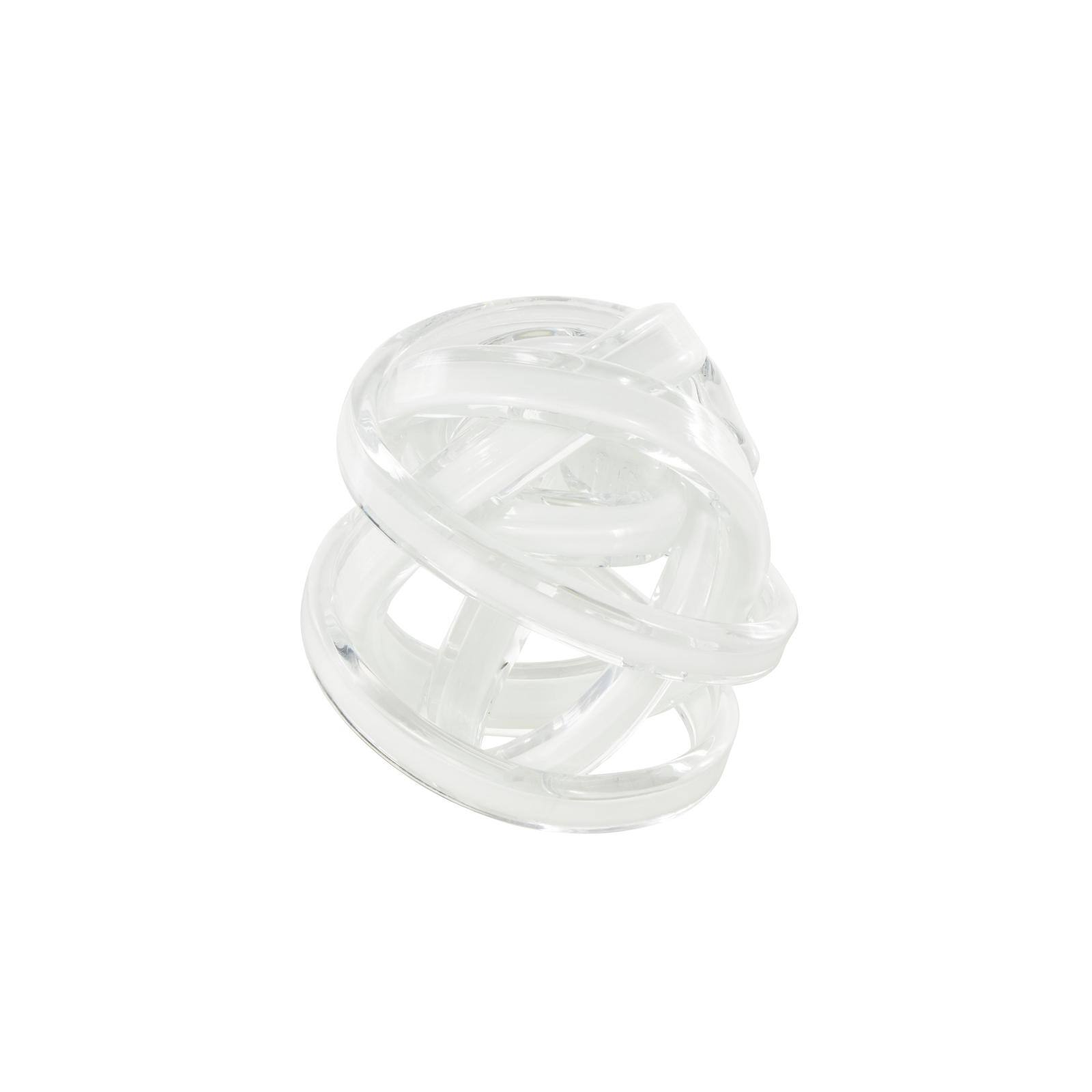 7" White Glass Knot Twisted Sculpture