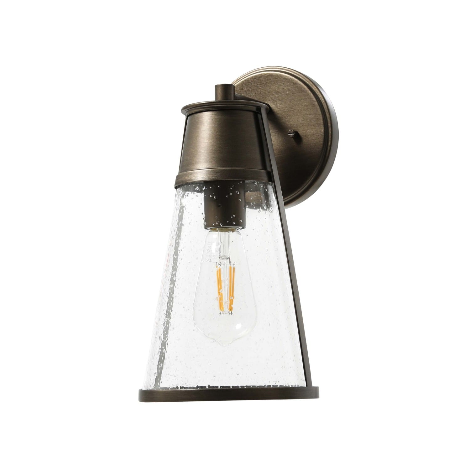 Hello Honey® Robert Stevenson Lighting Jaxon 13.5" Metal & Seedy Glass Outdoor Wall Sconce