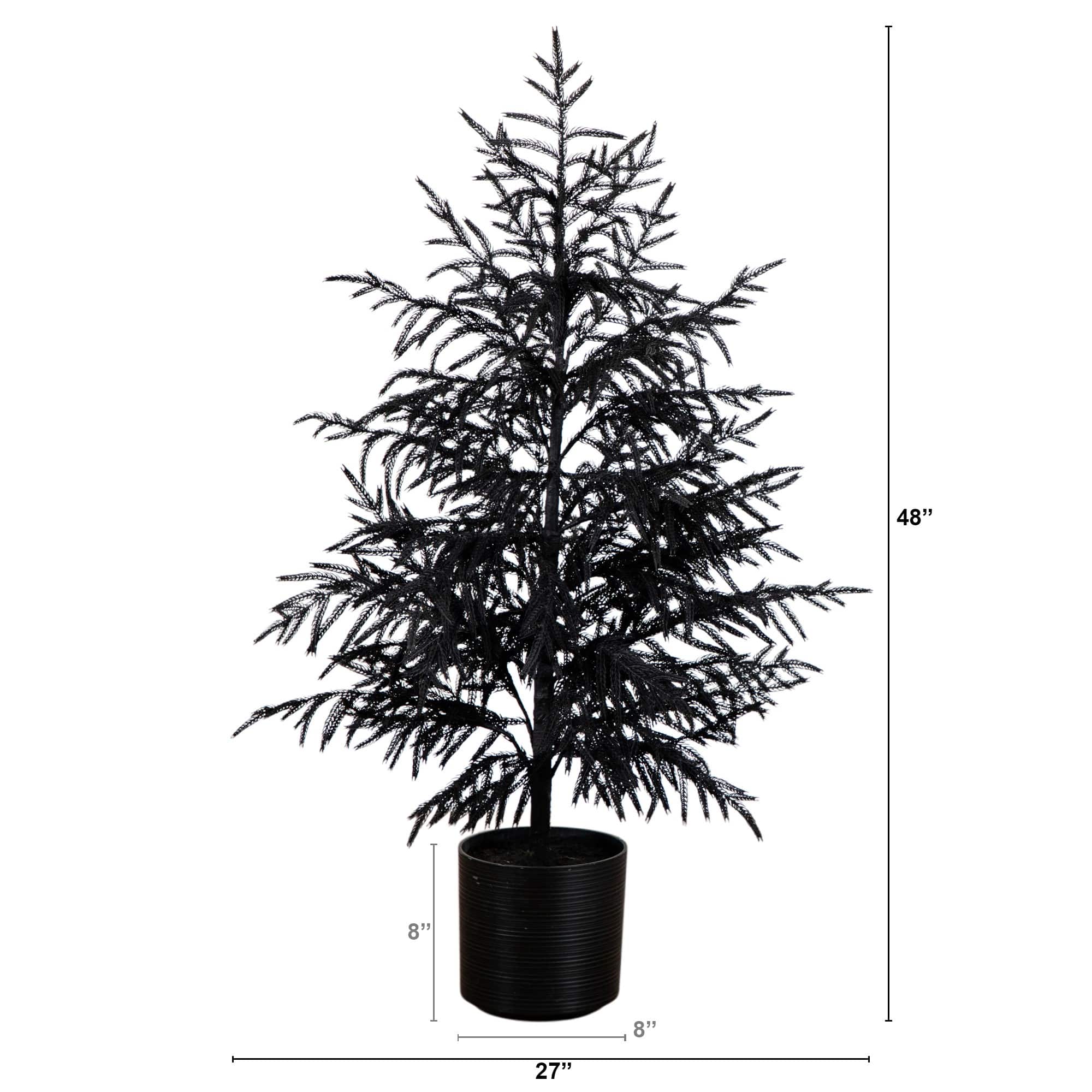 4ft. Artificial Halloween Real Touch Black Norfolk Pine Christmas Tree with Natural Look