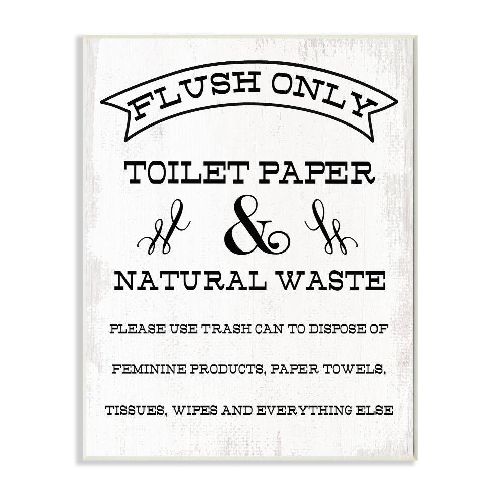 Stupell Industries Flush Only Toilet Paper Rustic Bathroom Sign Wood Wall Plaque