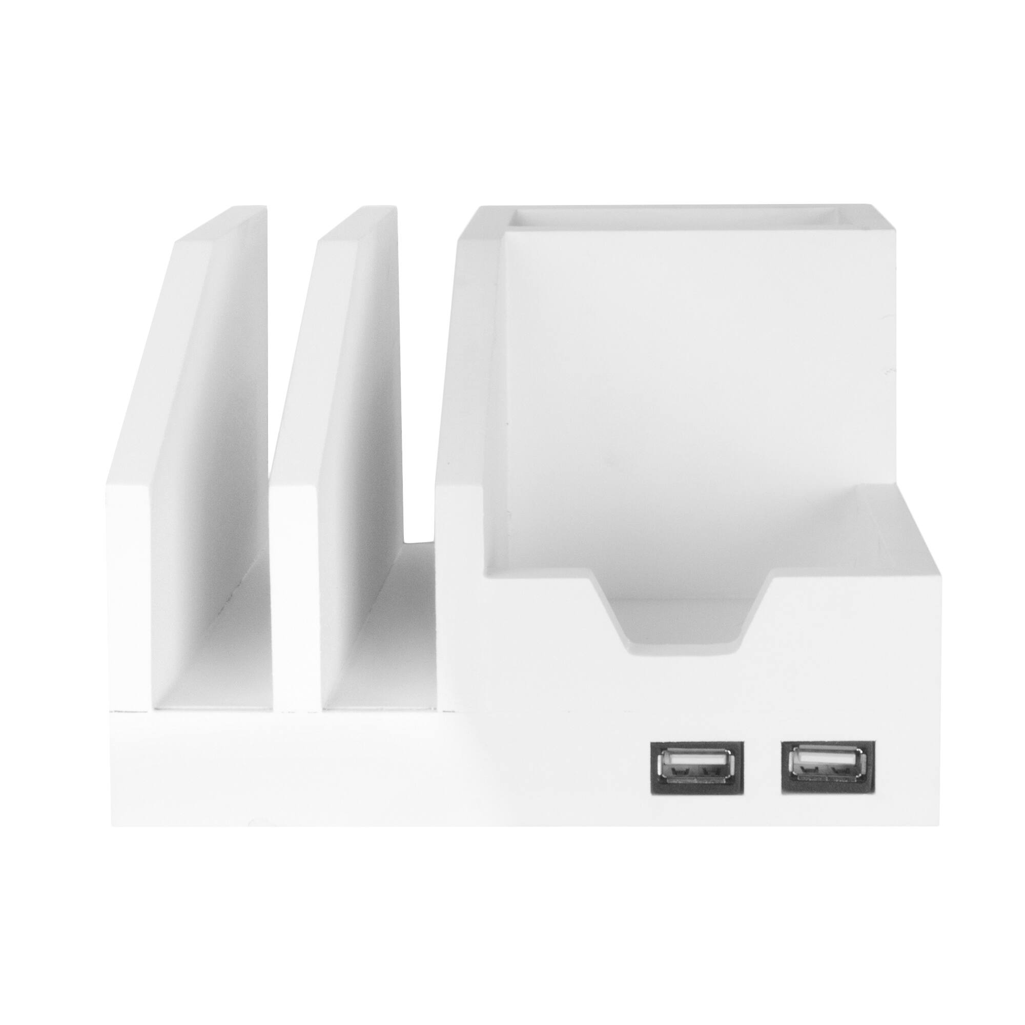 American Art D&#xE9;cor&#x2122; White All-in-One Desk File Organizer with USB Charger