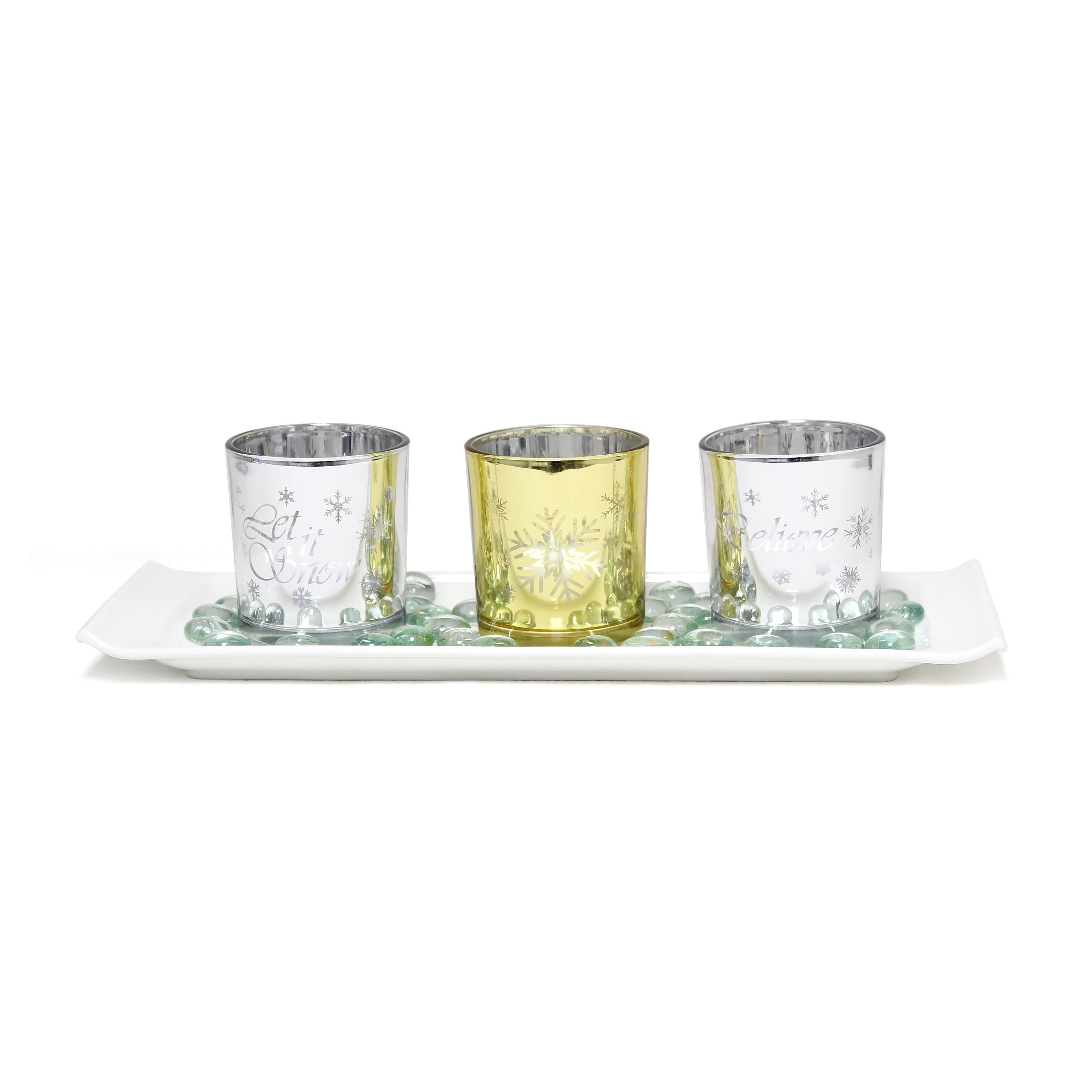 Elegant Designs™ Silver and Gold Winter Wonderland Candle Set