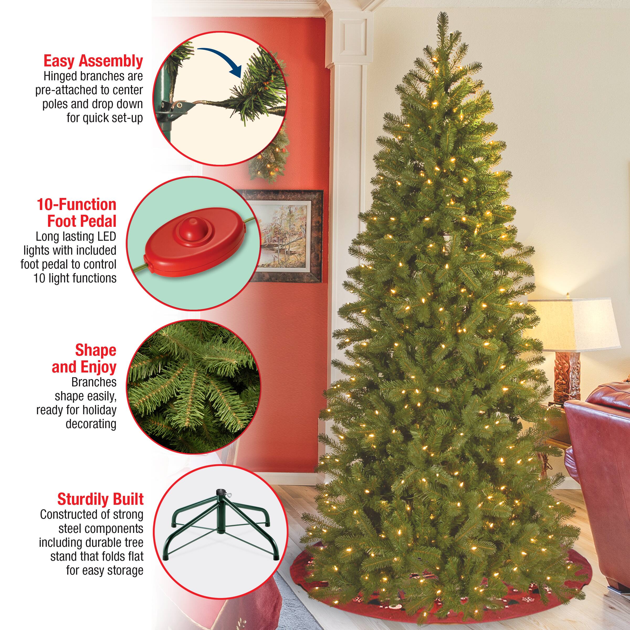 7ft. Pre-Lit Feel Real® Downswept Douglas® Fir Artificial Christmas Tree, 300 Dual Color® LED Lights
