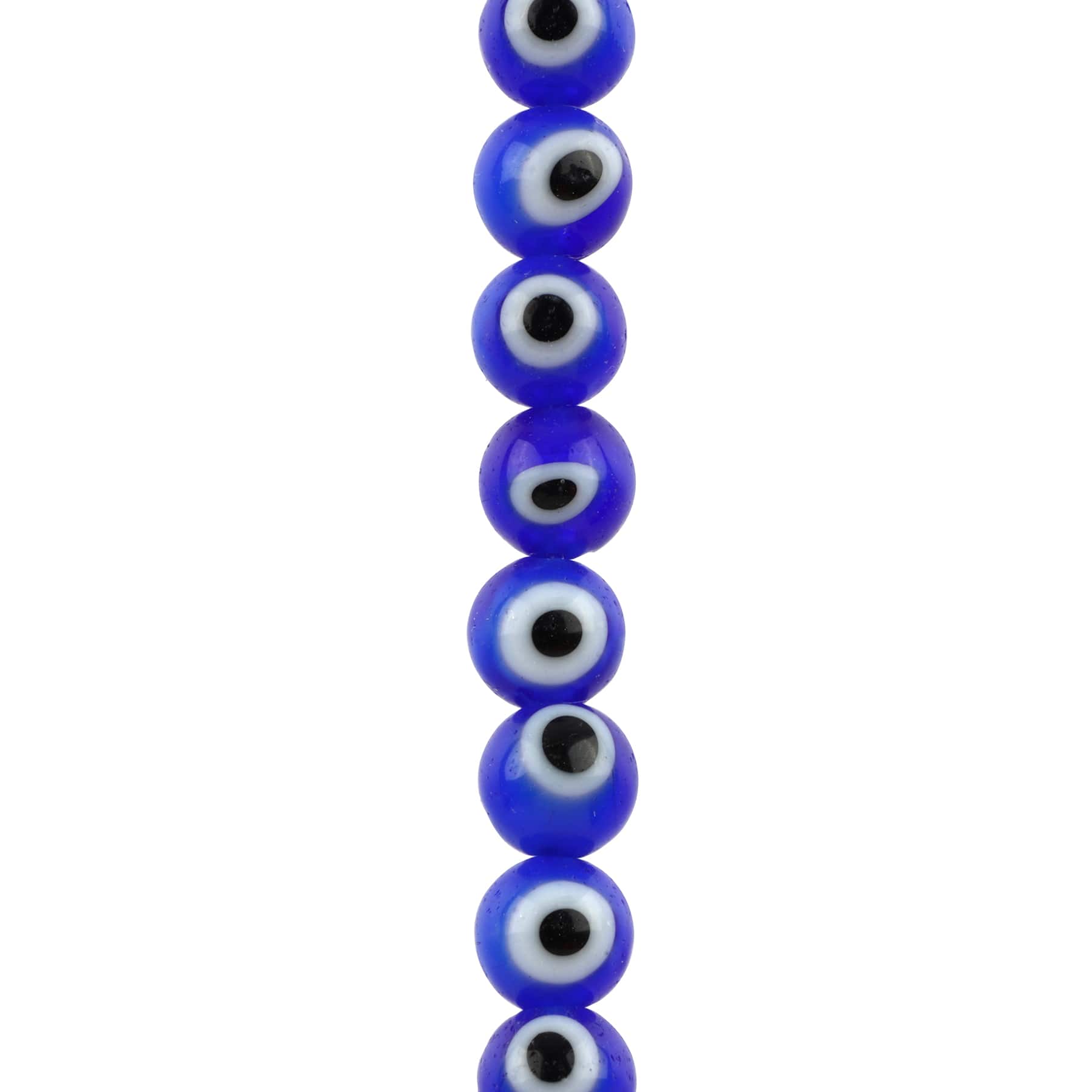 12 Pack: Blue Evil Eye Glass Round Beads by Bead Landing™