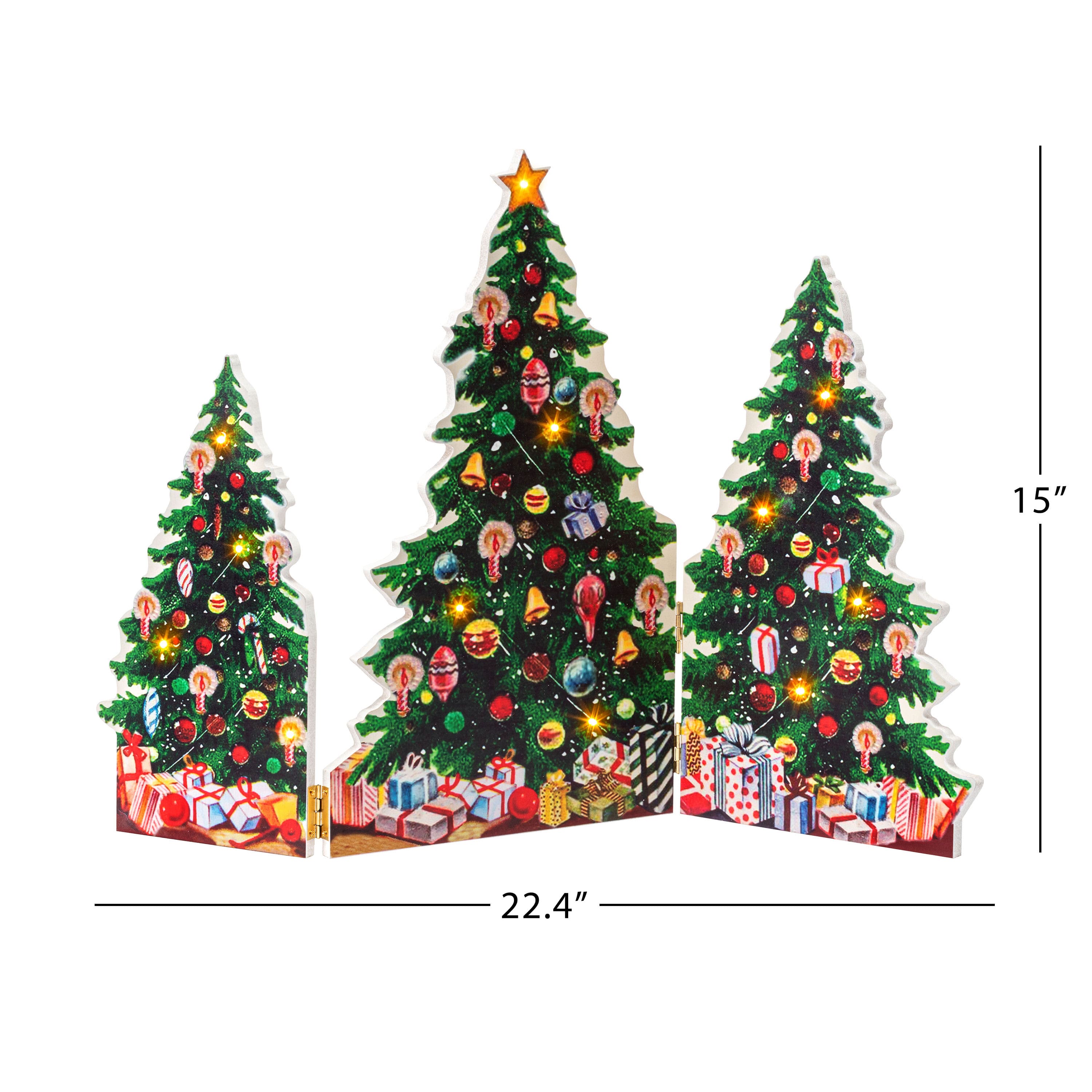 15&#x22; Christmas Trees LED Illuminated Folding Scene