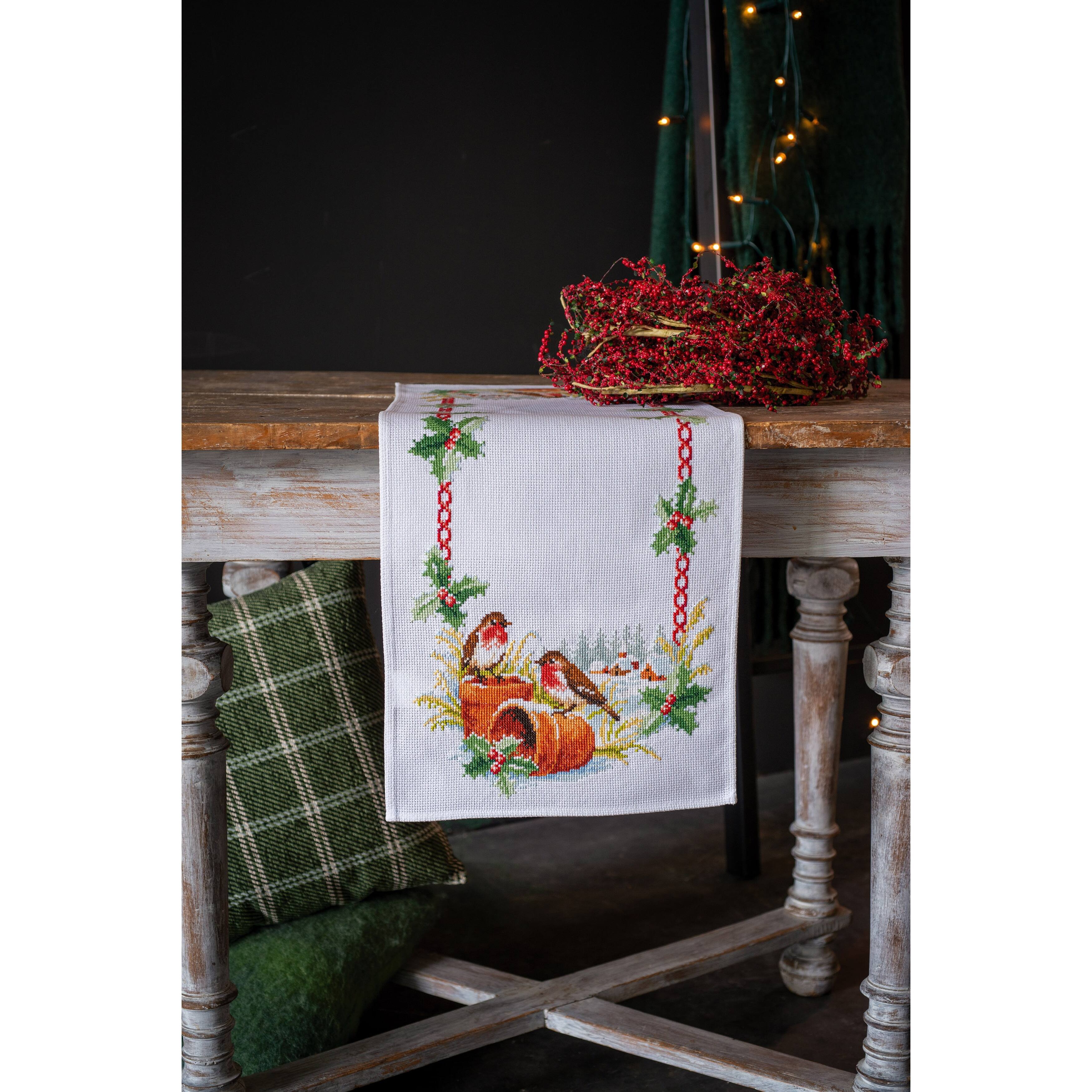 Vervaco Robin in Winter Counted Cross Stitch Table Runner Kit