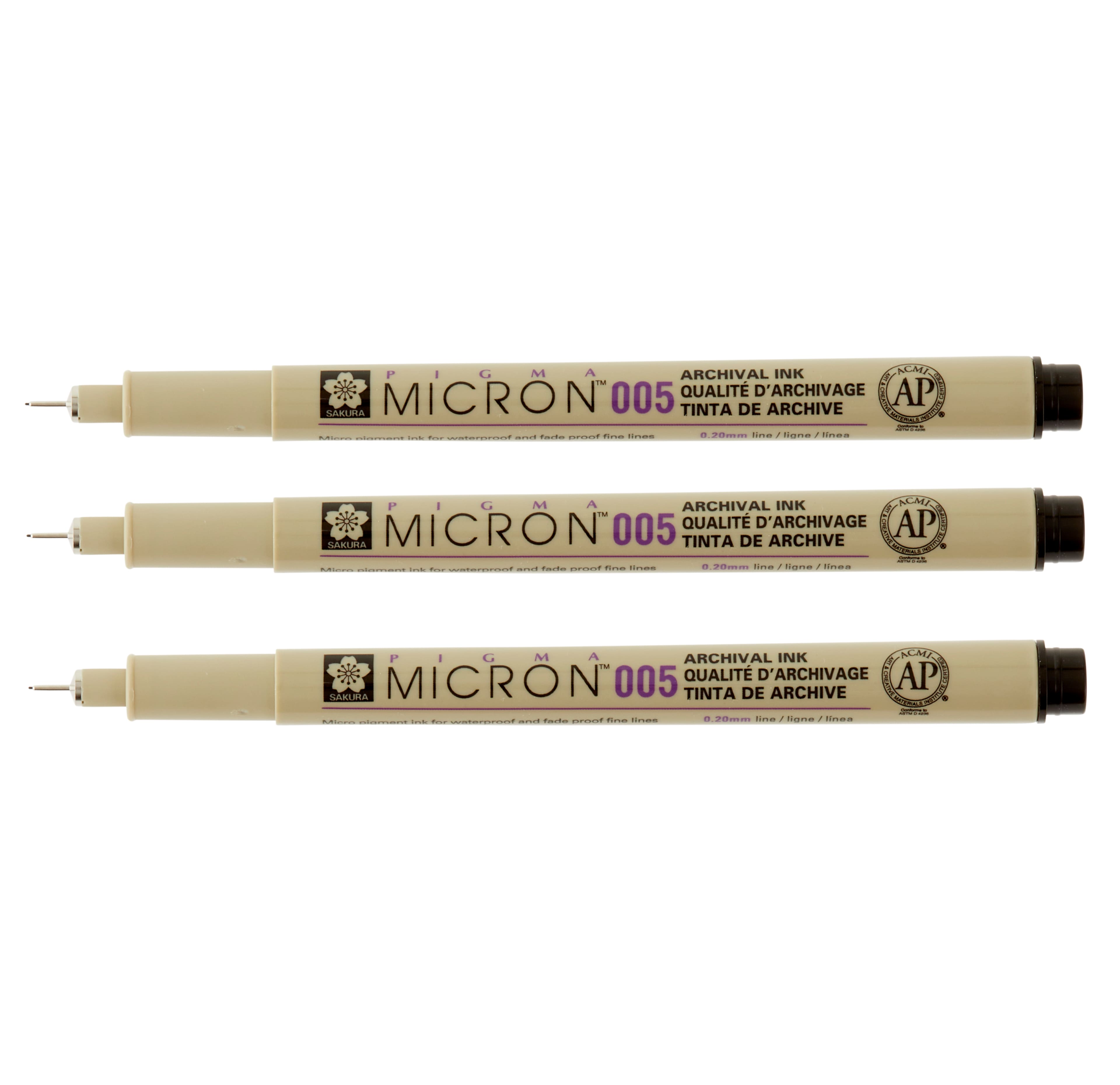 Lot de 3 stylos noirs Micron de Pigma