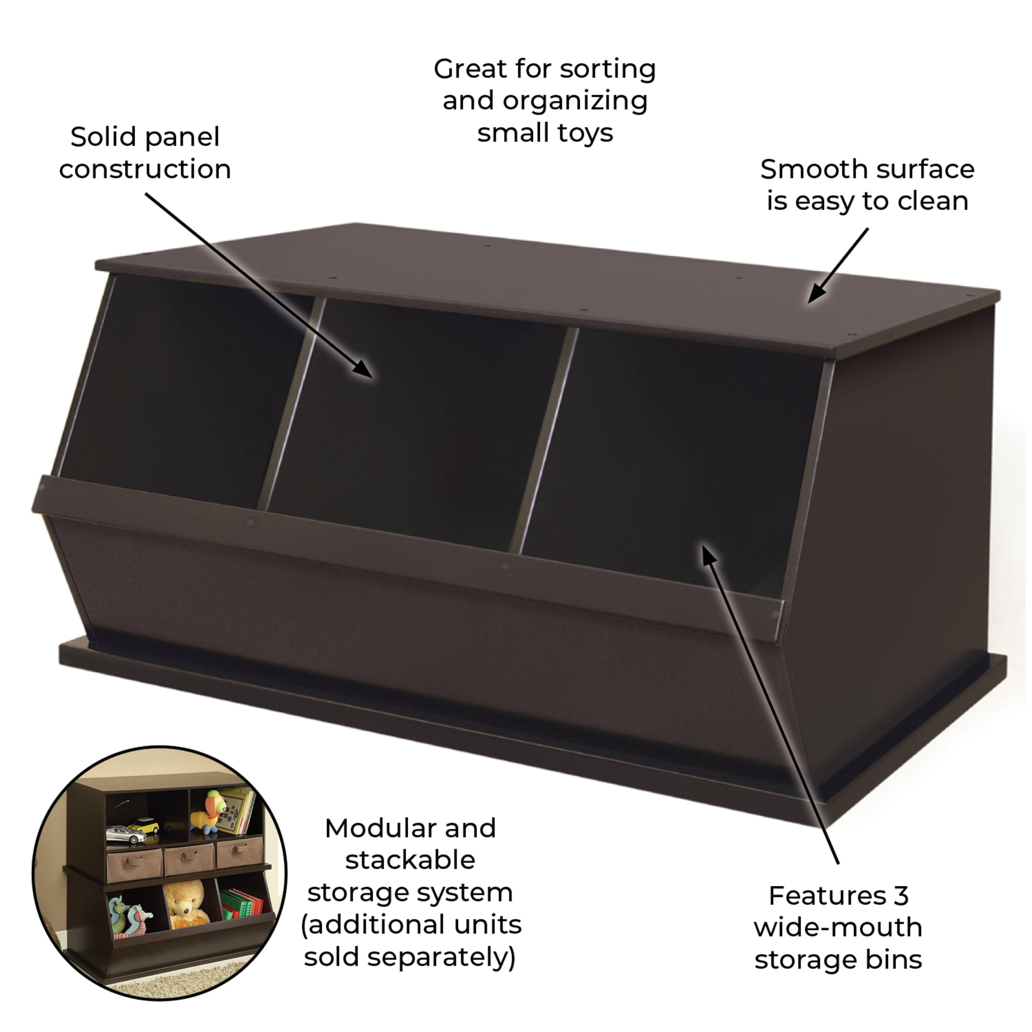 Badger Basket 3 Bin Stackable Storage Cubby