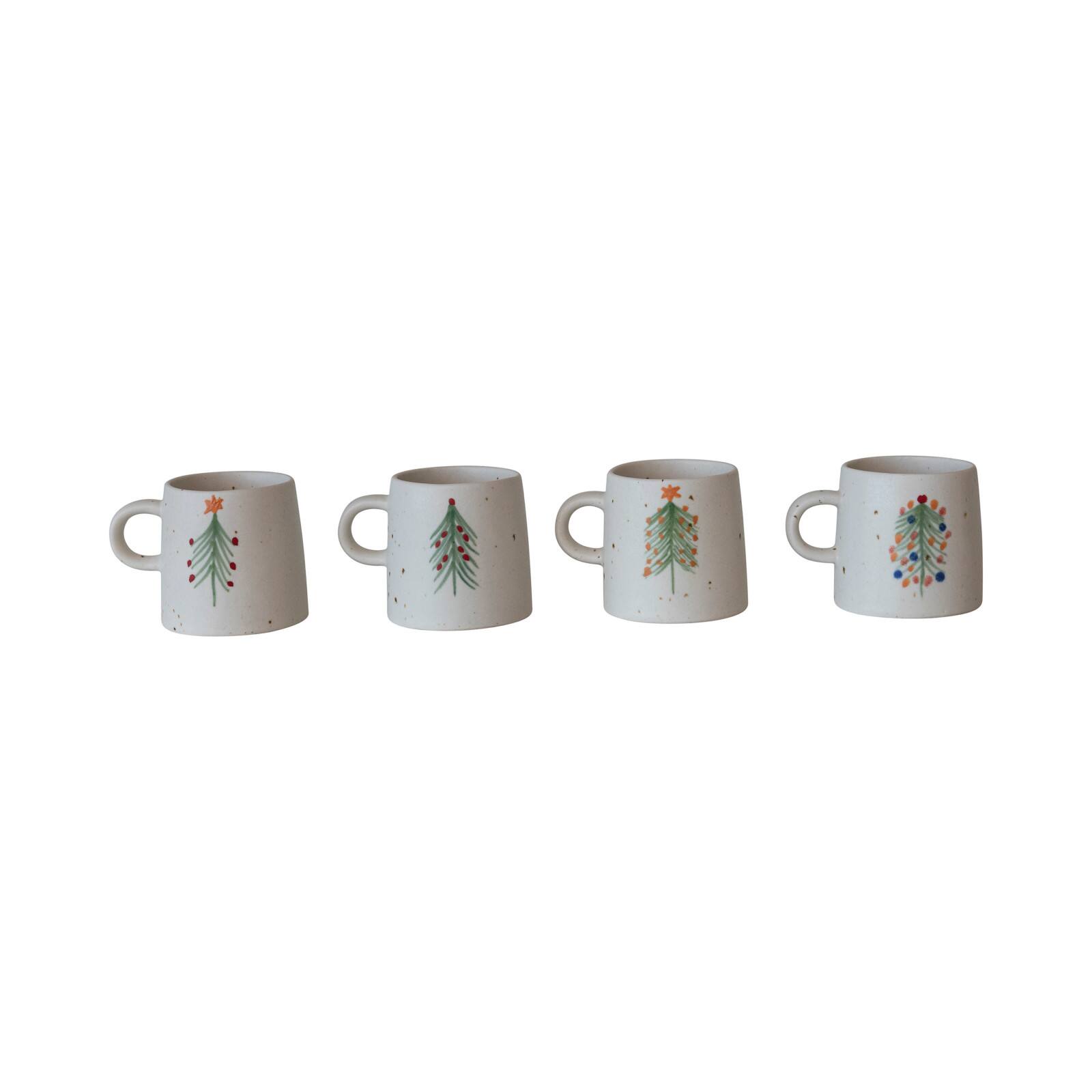 Hello Honey&#xAE; 12oz. Speckled Hand-Painted Christmas Tree Stoneware Mug Set