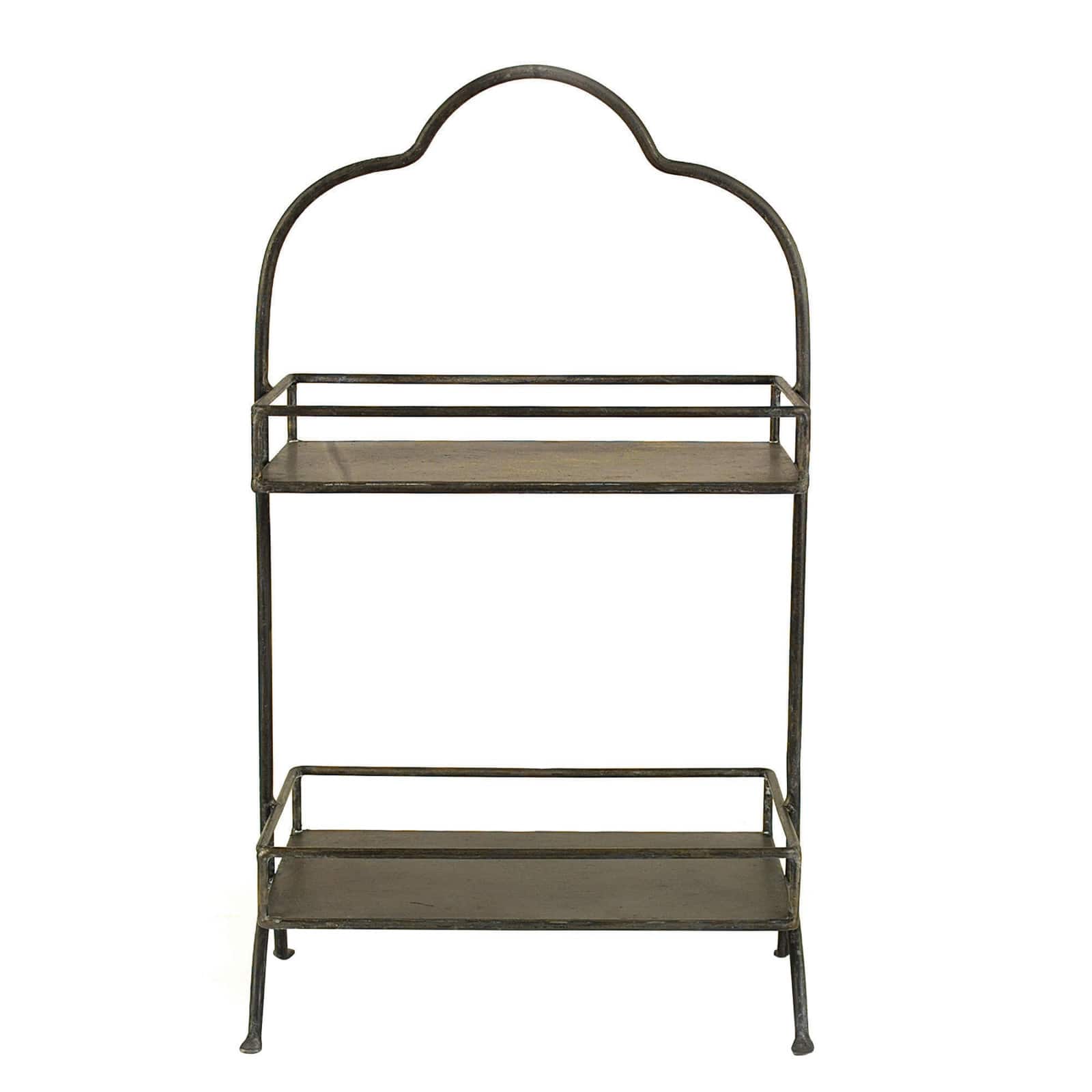Hello Honey&#xAE; 18&#x22; Decorative Metal 2-Tier Tray with Handle