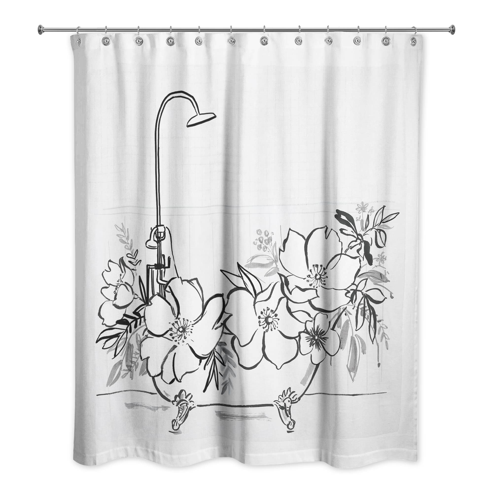 Soft Floral Bathtub 71" x 74" Shower Curtain
