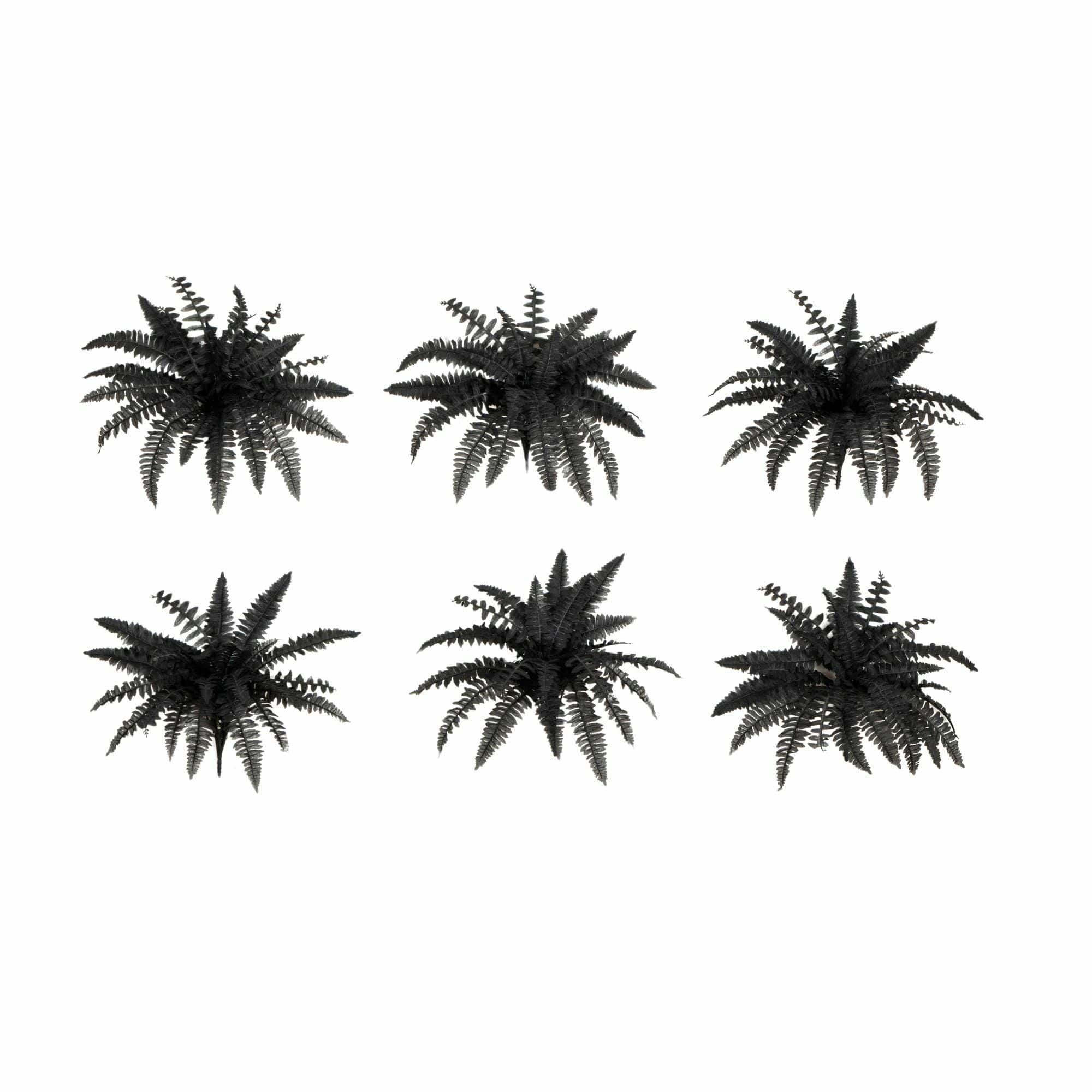 19in. Artificial Halloween Black Boston Fern - Set of 6