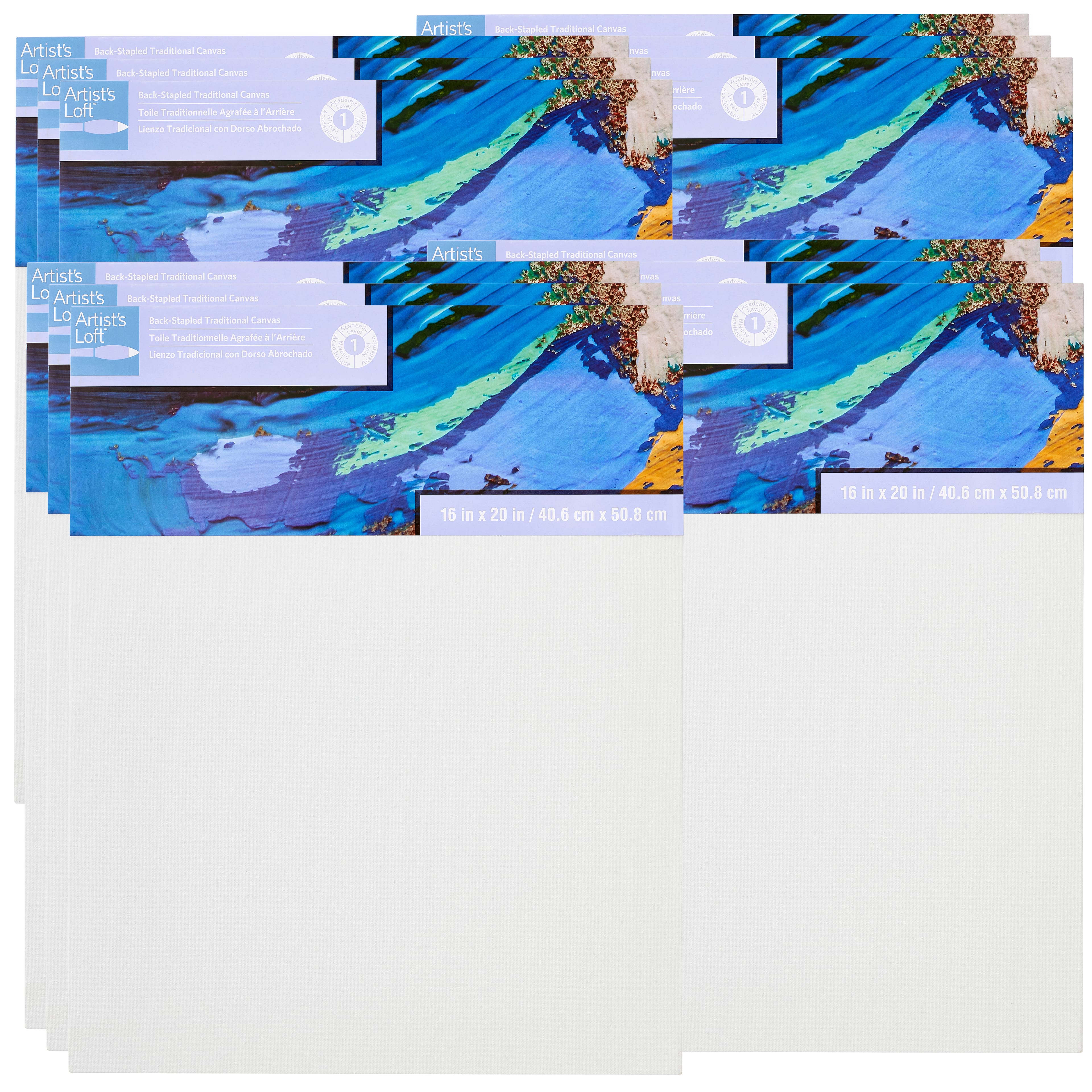 12 Pack: Level 1 Back Stapled Traditional Canvas by Artist's Loft™