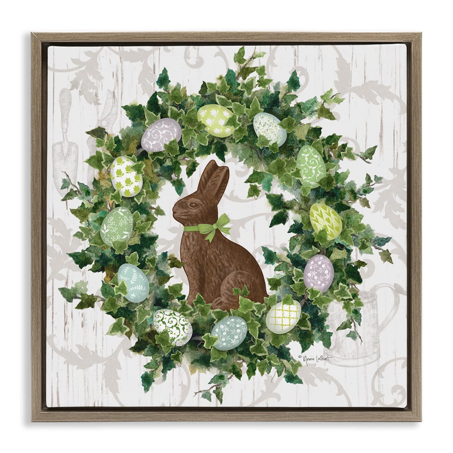 Stupell Industries Spring Easter Egg Wreath Floater Framed Art