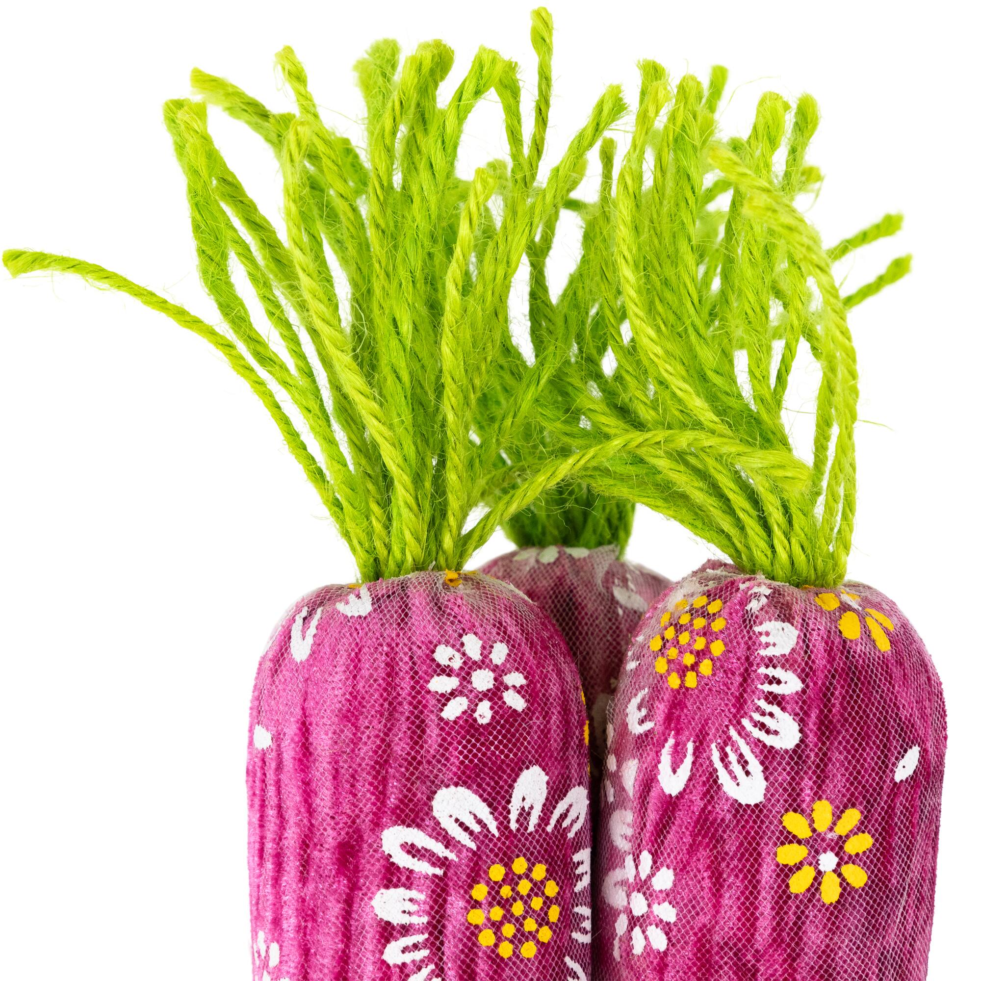 10.25&#x22; Floral Easter Carrot Decorations Set
