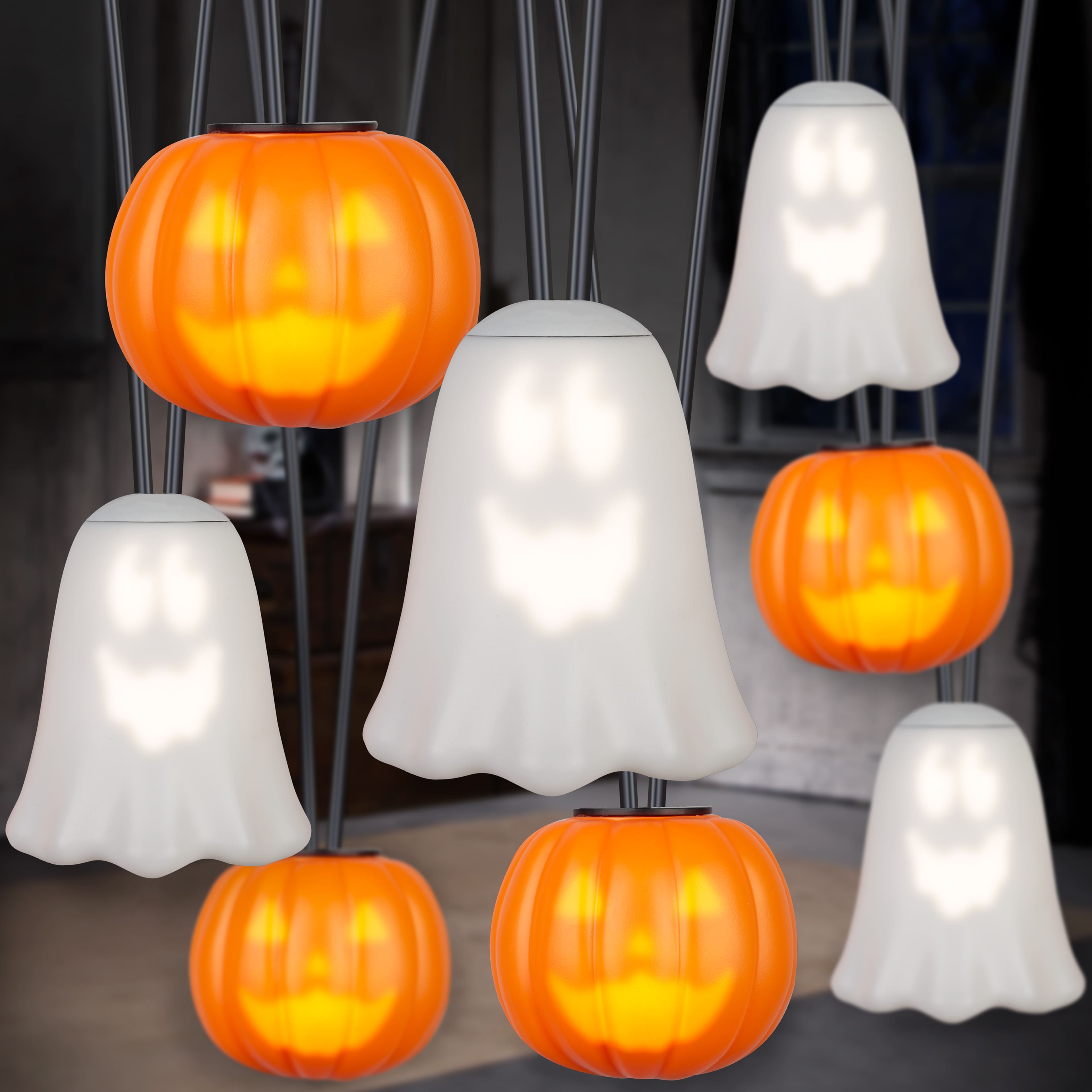 8ct. Warm White LED Ghosts &#x26; Pumpkins Animated Musical String Lights by Ashland&#xAE;