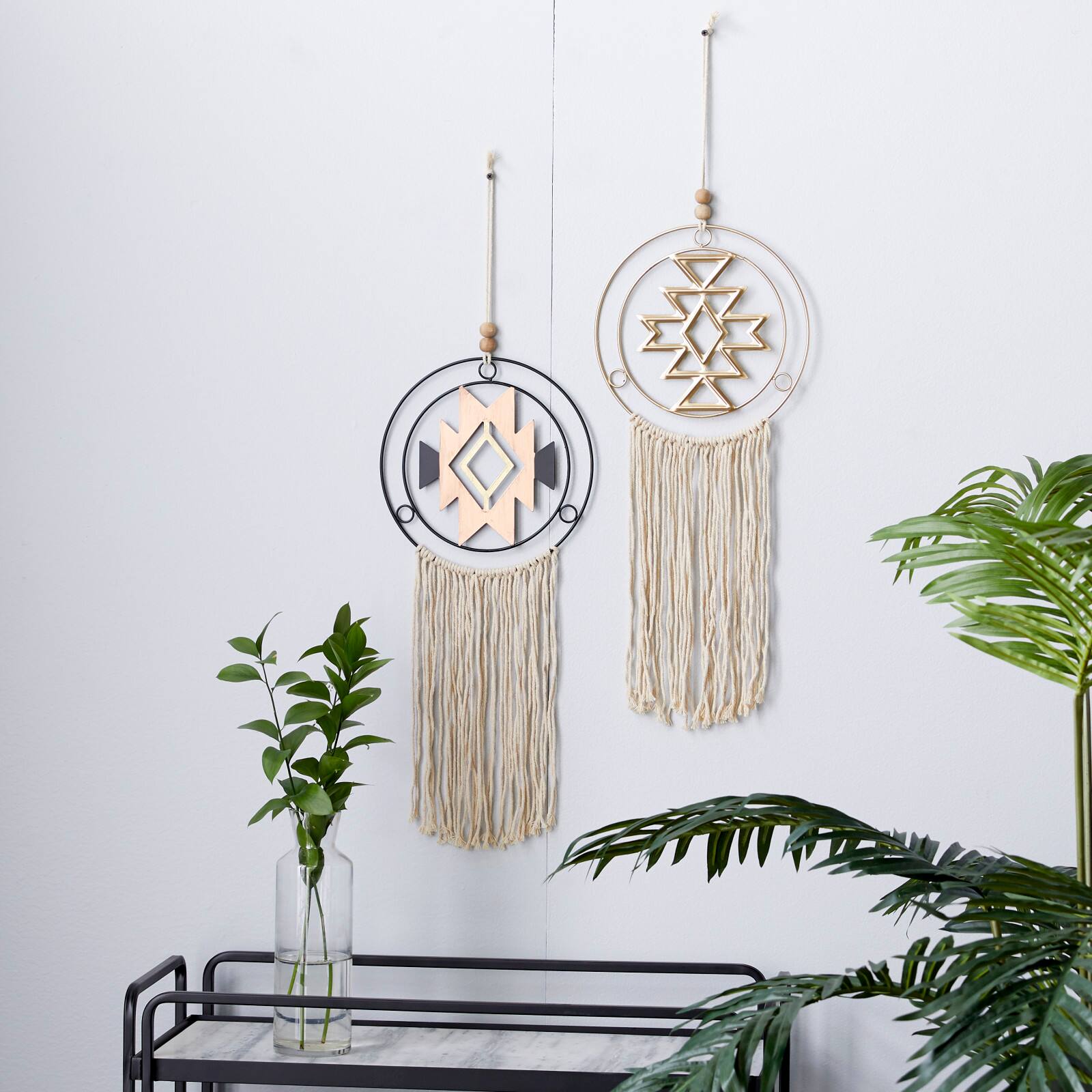 Multicolored Metal Contemporary Dreamcatcher Wall Decor, 2ct.