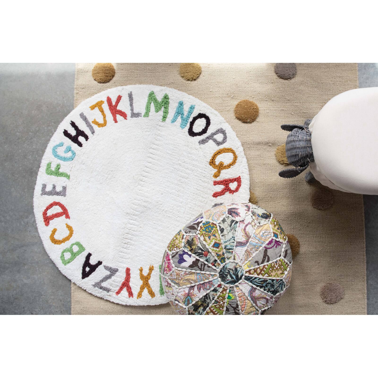 Hello Honey&#xAE; 38&#x22; Round Cotton Tufted Alphabet Rug