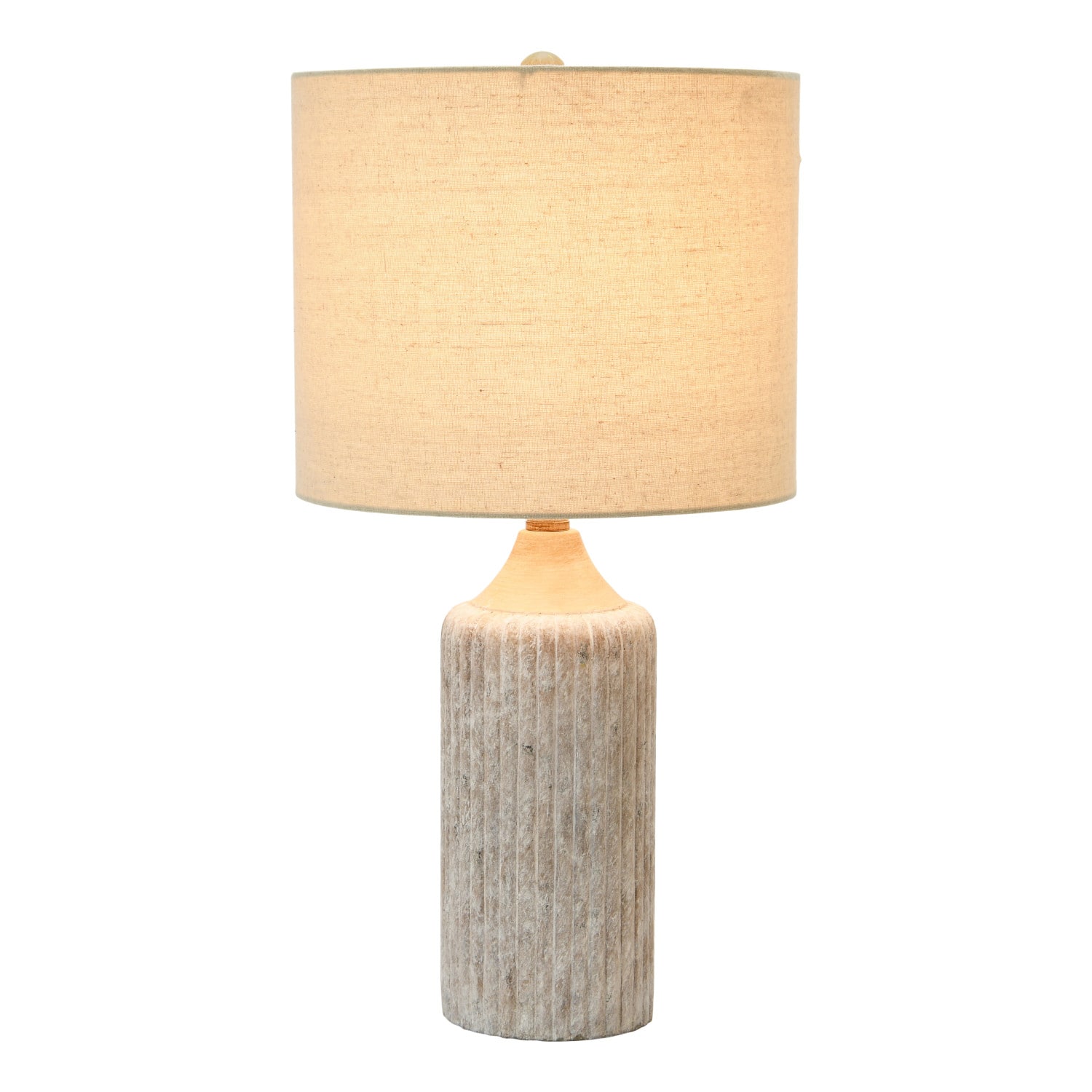 Hello Honey® 23.5" Fluted Cement Desk Lamp with Linen Drum Shade