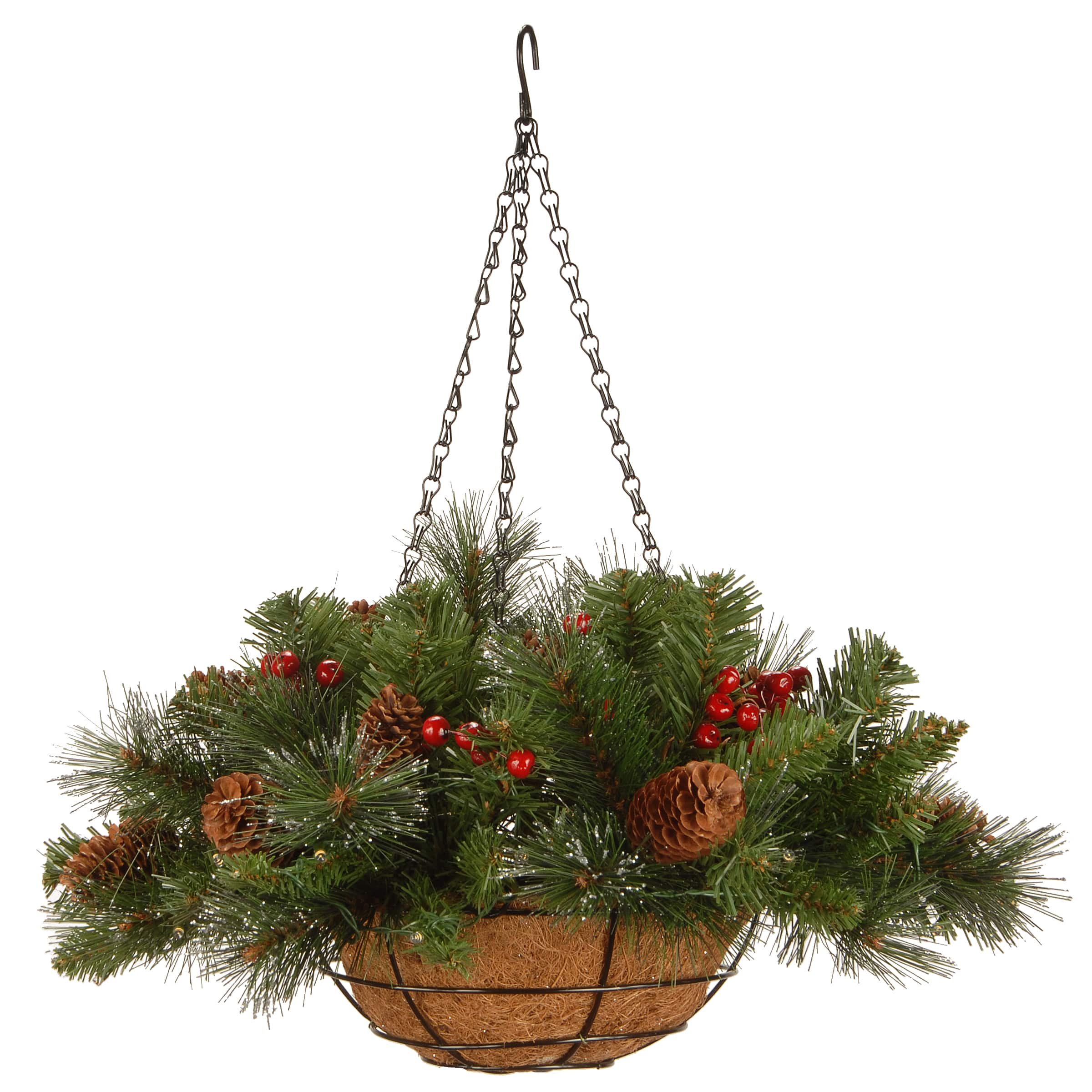 16&#x22; LED Crestwood Spruce Hanging Basket