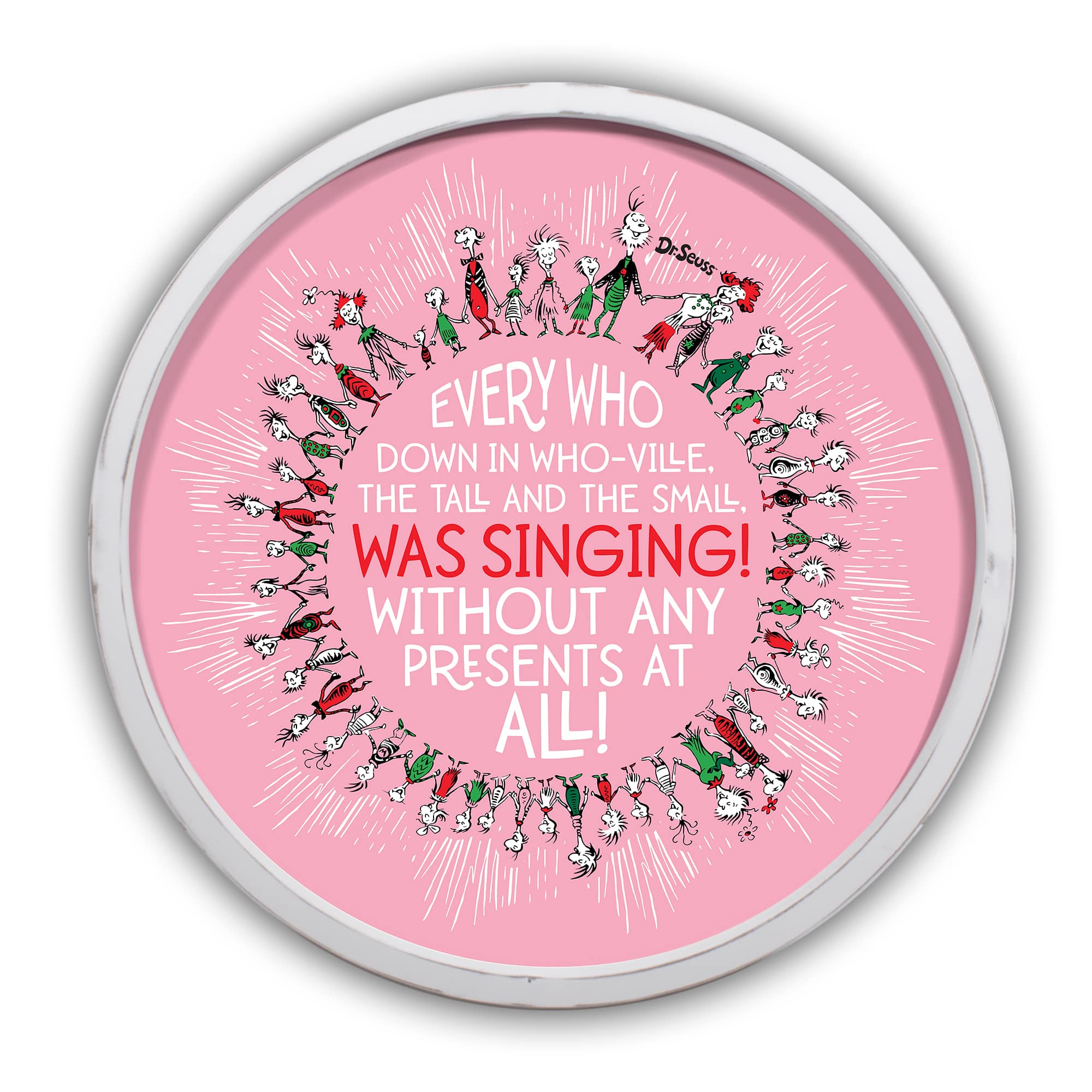 20&#x22; The Grinch Who Singing Circle Round Framed Print