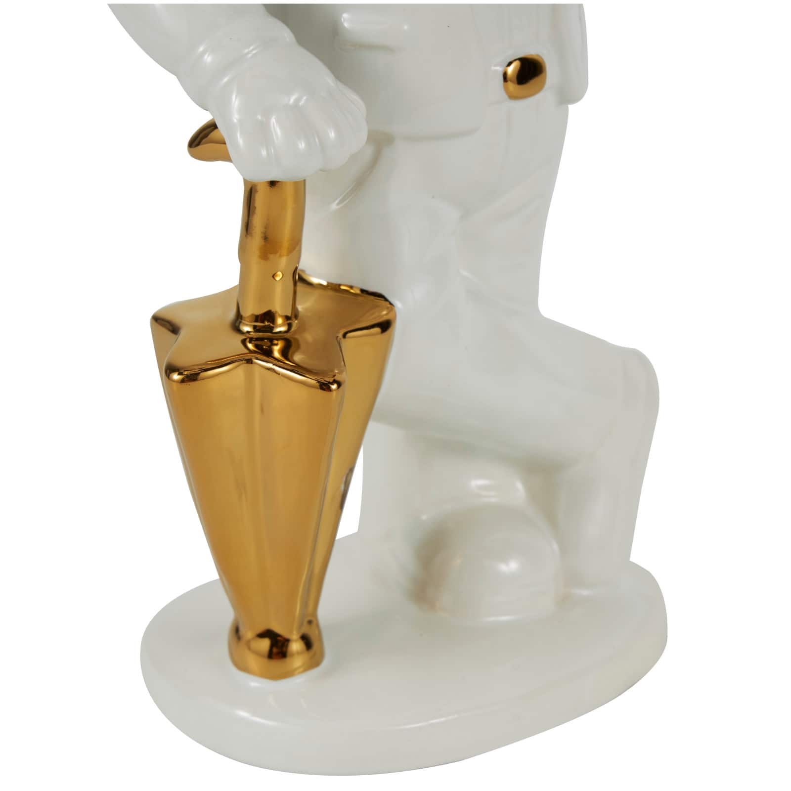13&#x22; White &#x26; Gold Ceramic Bulldog Sculpture
