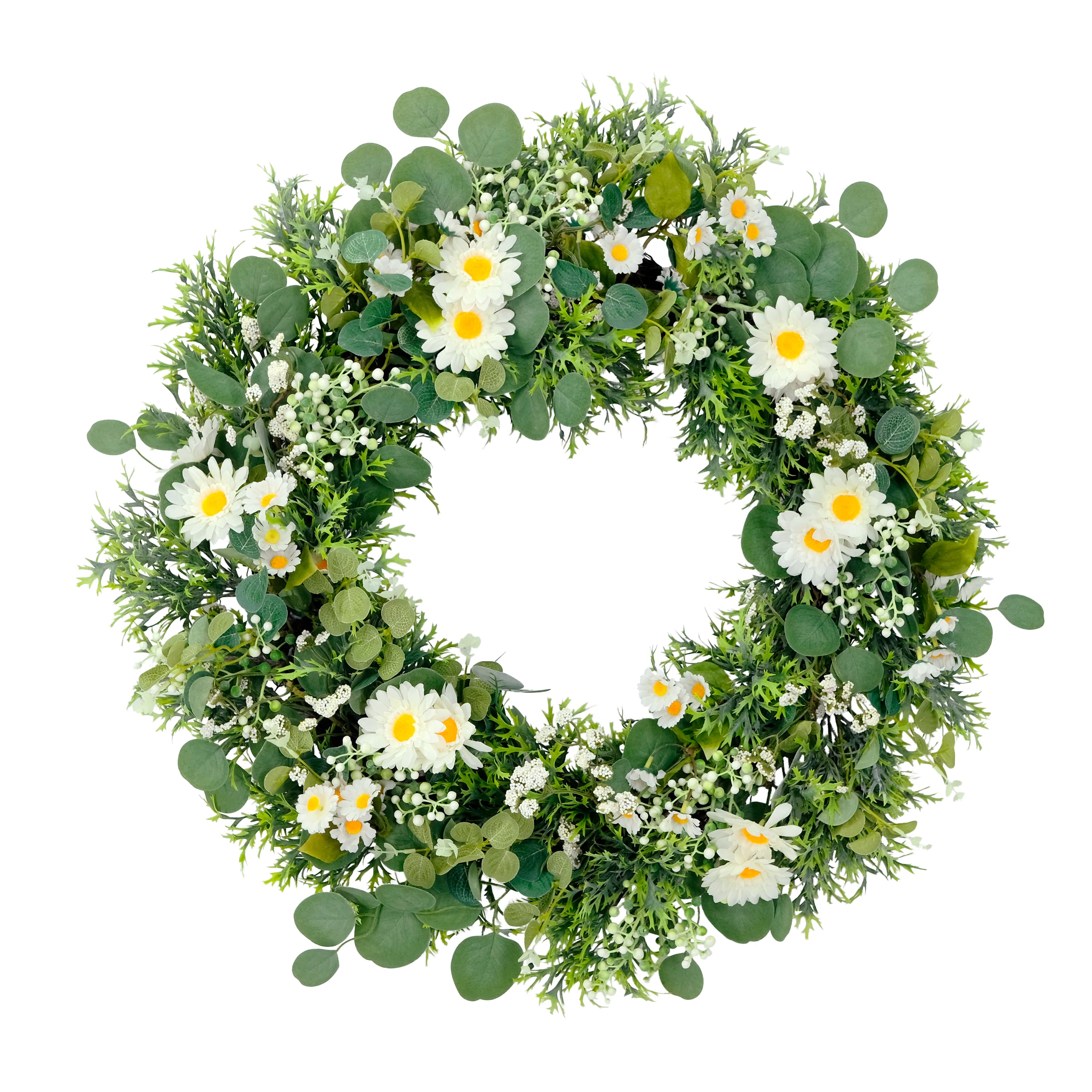 6 Pack: 24'' Multicolored Daisy Floral Spring Wreath