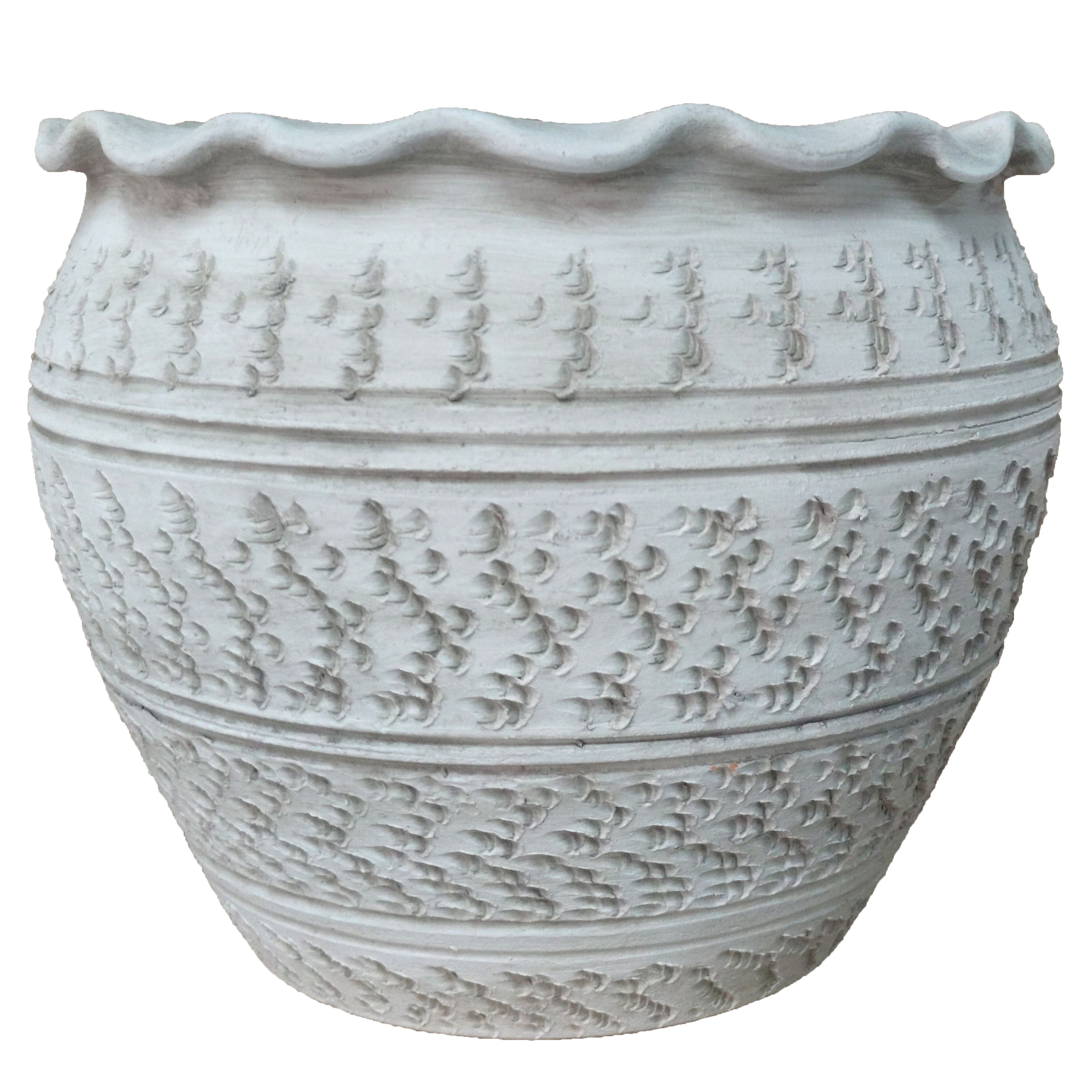 10" White Etched Ceramic Pot by Ashland®