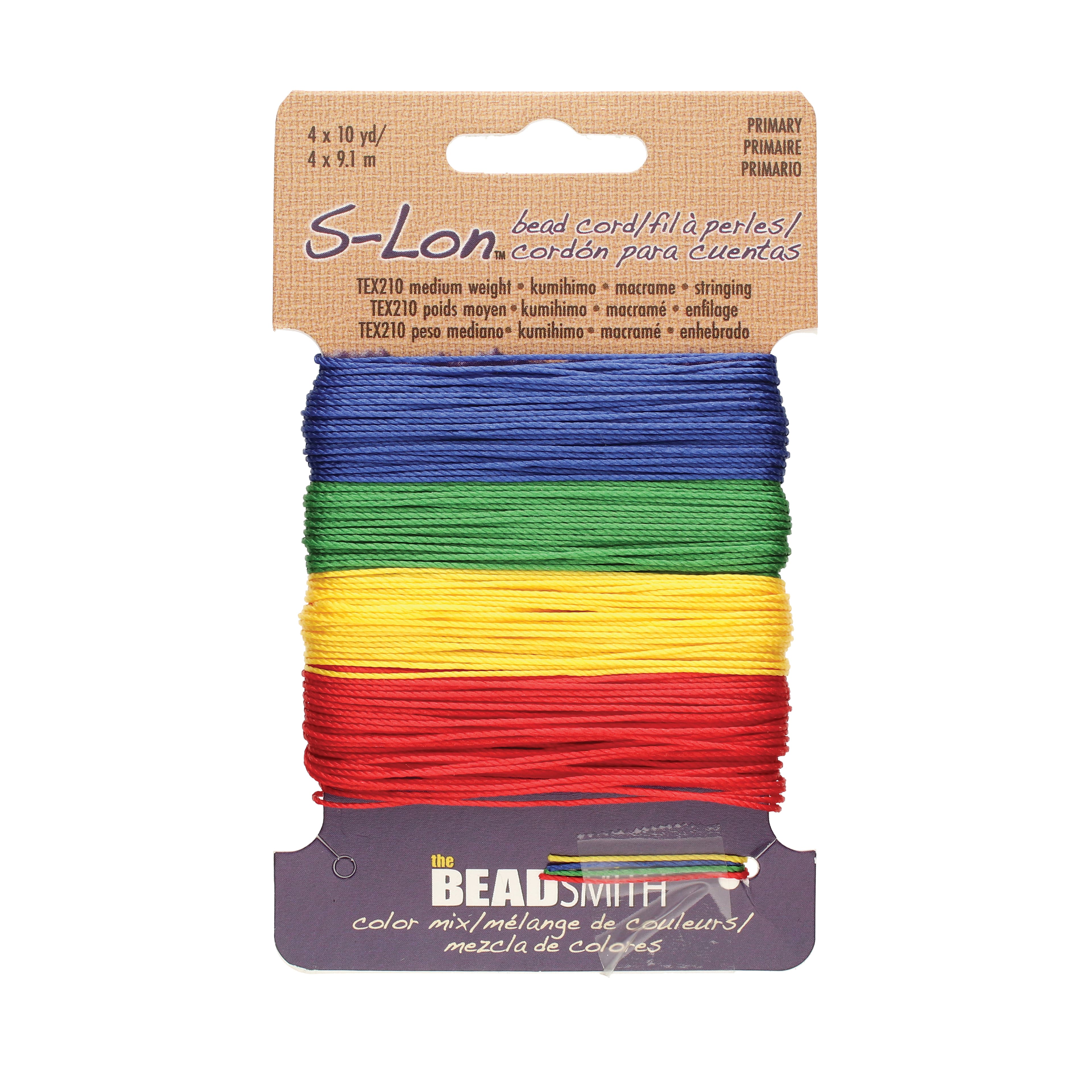12 Packs: 4 ct. (48 total) The Beadsmith® S-Lon® 0.5mm Mixed Color Bead Cords