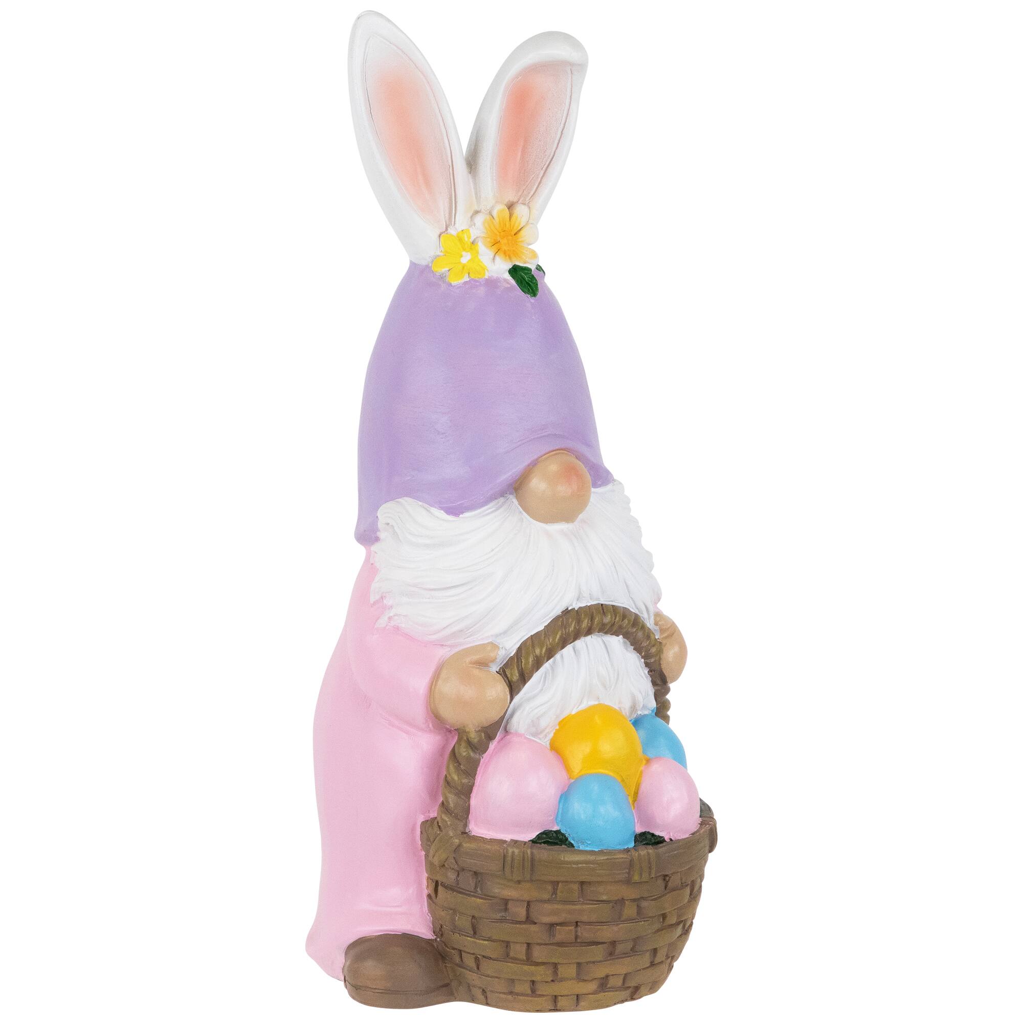 11.5" Easter Bunny Gnome with Egg Basket Figurine