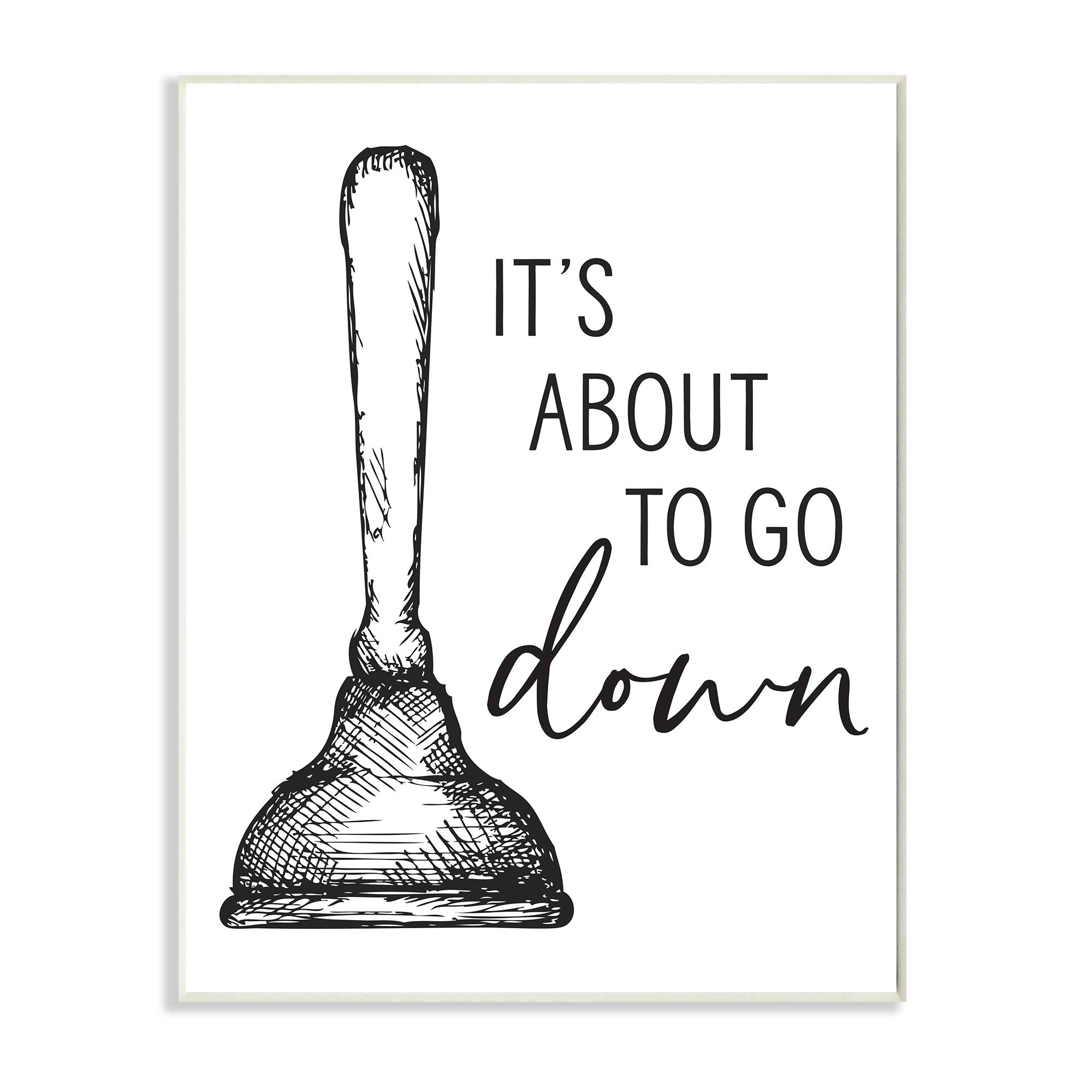 Stupell Industries About To Go Down Phrase Humor Toilet Plunger Wall Plaque