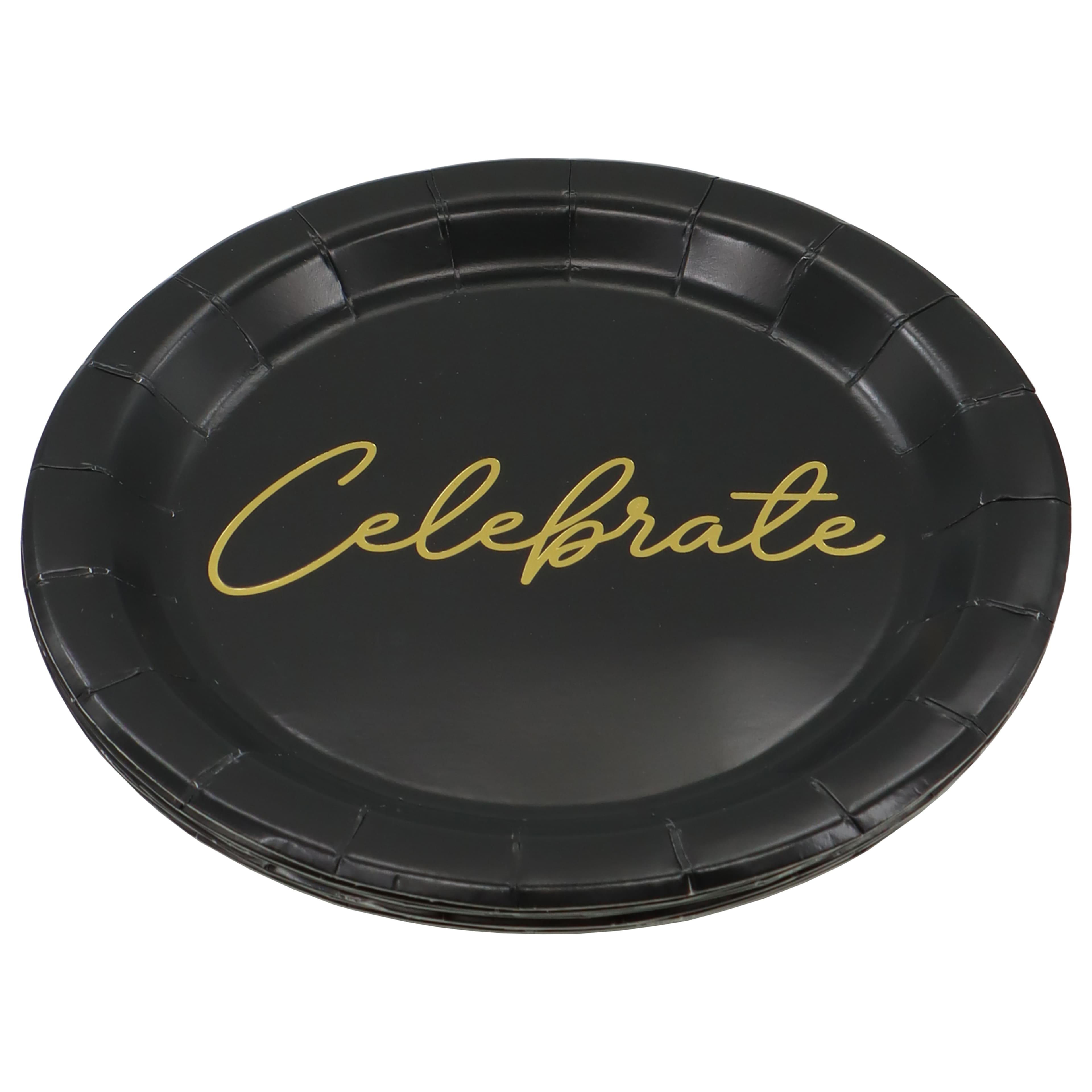 7&#x22; Black &#x26; Gold Celebrate Snack Plates, 8ct. by Celebrate It&#x2122;