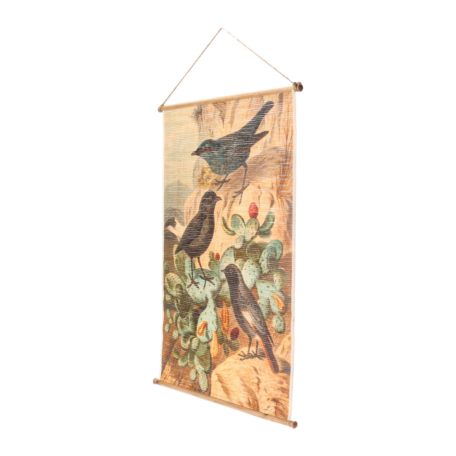Hello Honey&#xAE; Vintage Reproduction Birds Bamboo Wall Scroll