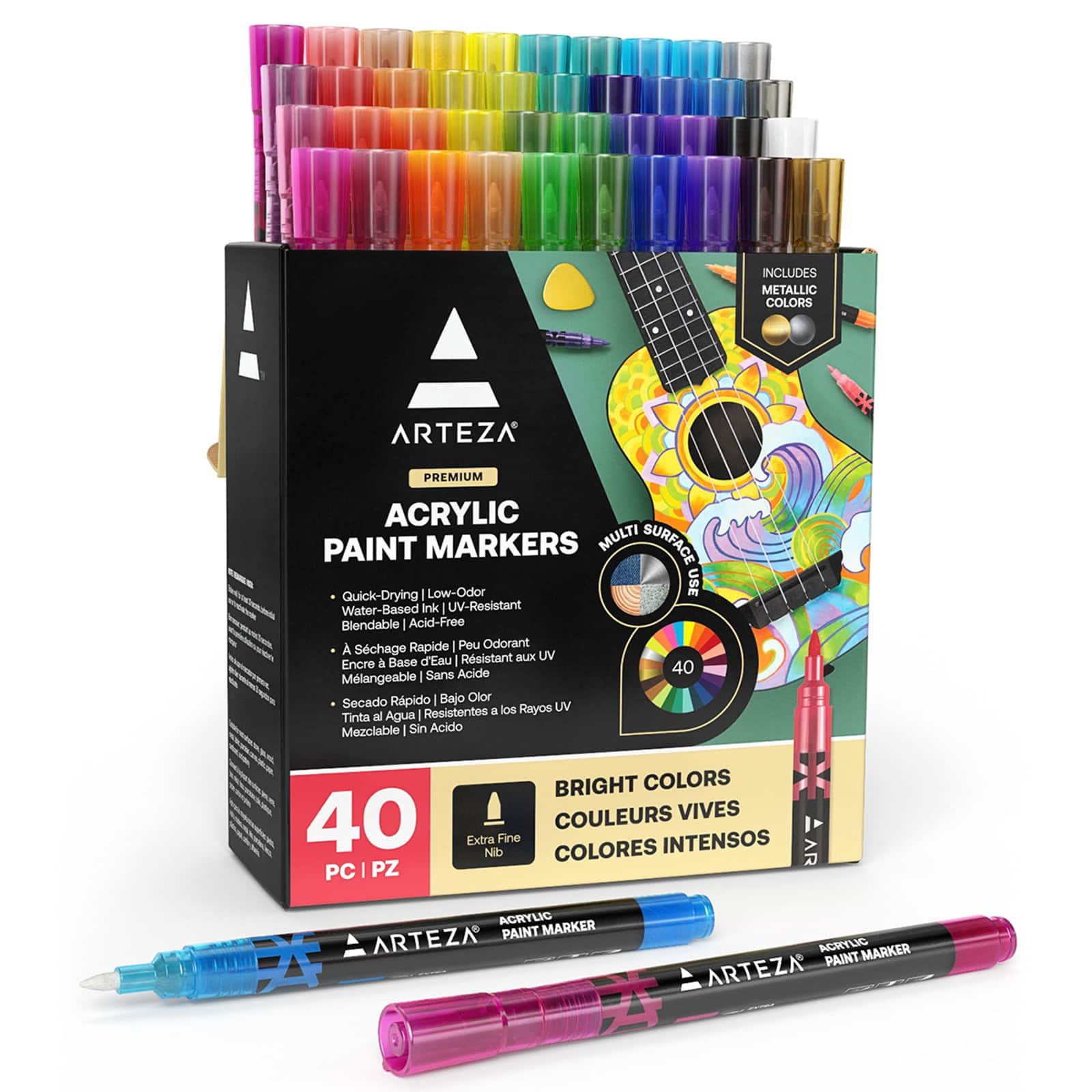 Arteza&#xAE; Bright Colors Extra Fine Acrylic Paint Marker Set