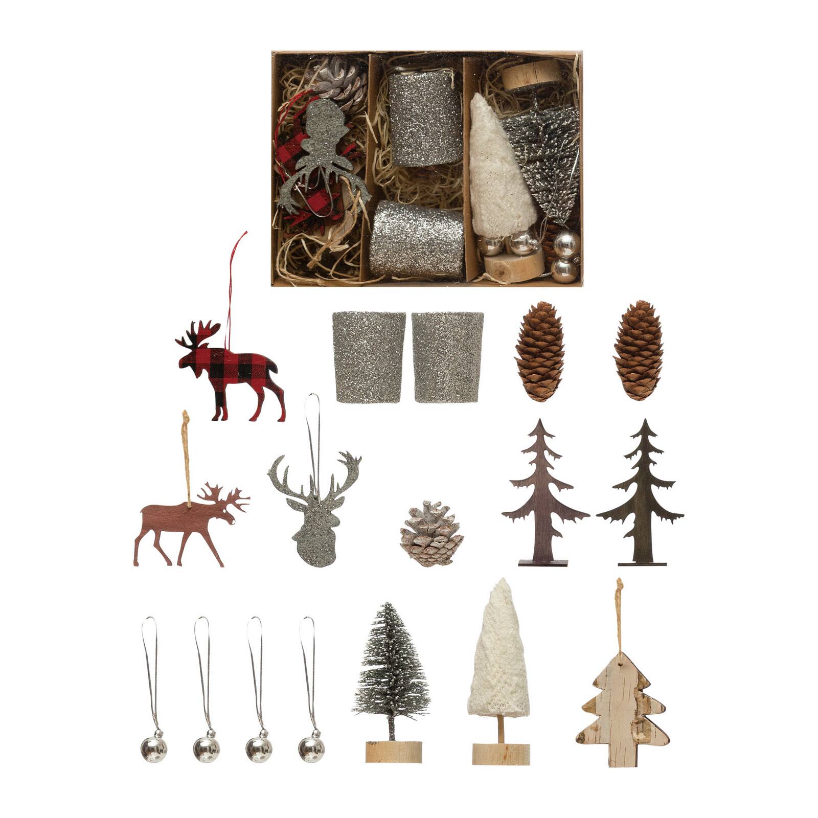 Hello Honey® 17 Piece Glittery Silver Candles & Woodland Icons Candle Garden Kit