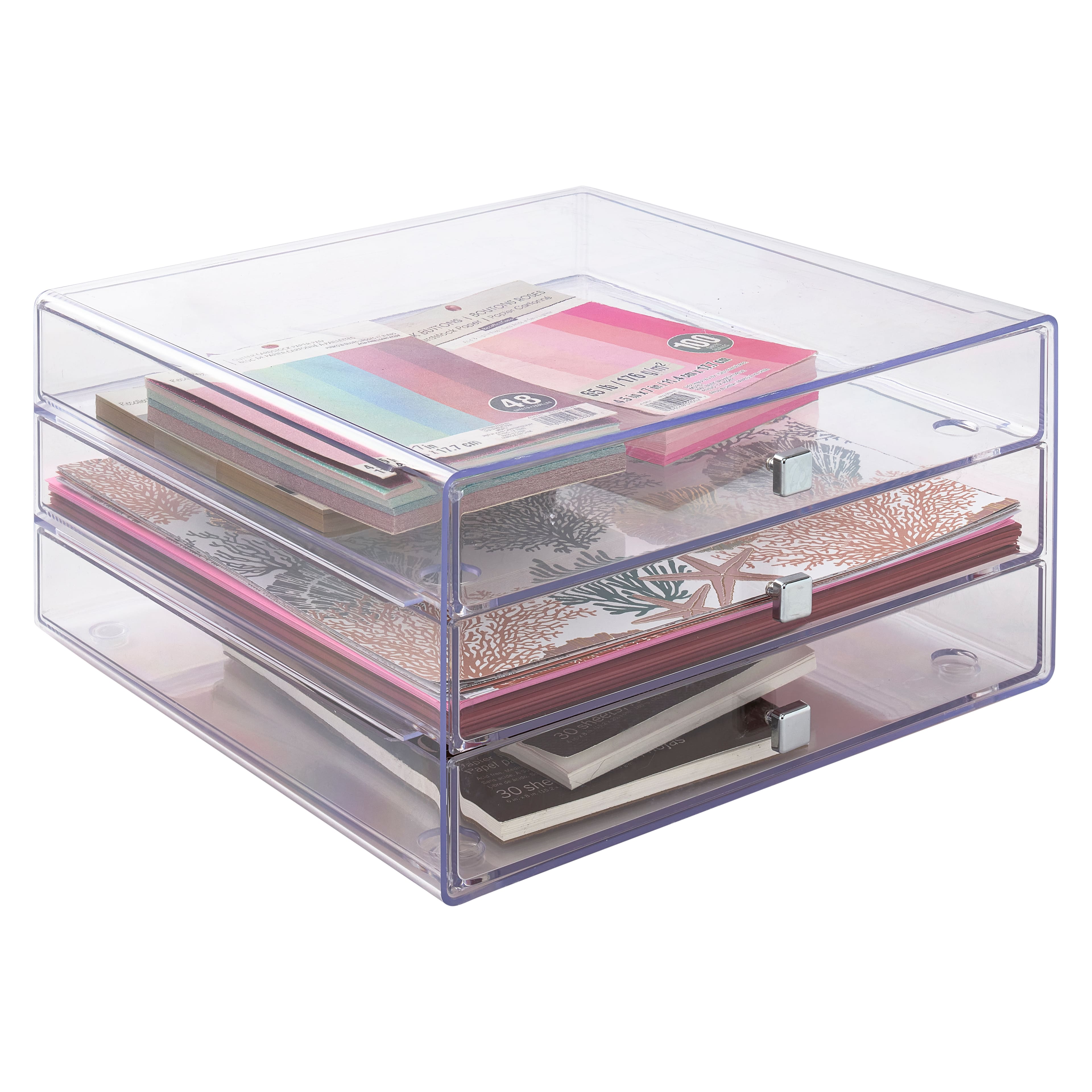 Buy in Bulk - 4 Pack: Clear 3-Drawer Organizer by Simply Tidy™